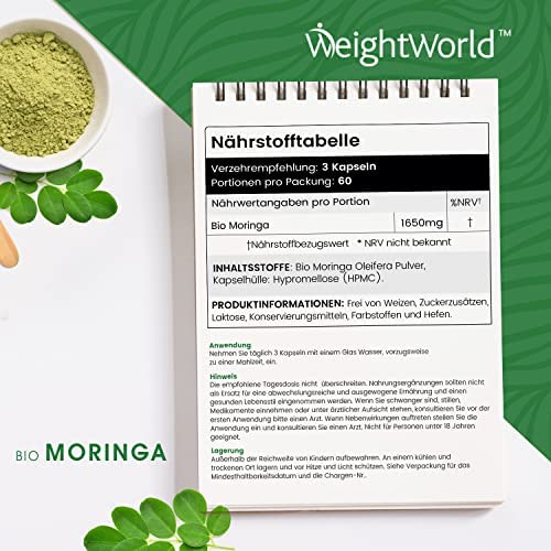 BIO Moringa Oleifera Kapseln 1650 mg - 180 Kapseln – Bild 7