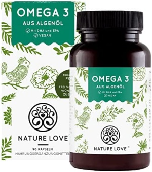 Omega 3 vegan - hochdosiert mit 1.444 mg Algenöl pro Tagesdosis - 90 Kapseln