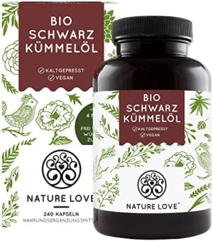 Bio Schwarzkümmelöl Kapseln  hochdosiert 1000 mg - 240 vegane Kapseln