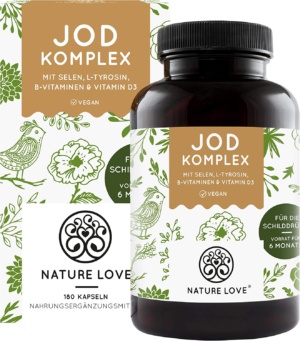 Jod Komplex mit Selen, 150 µg natürlichem Jod aus Braunalgen und 100 µg Selen - 180 Kapseln