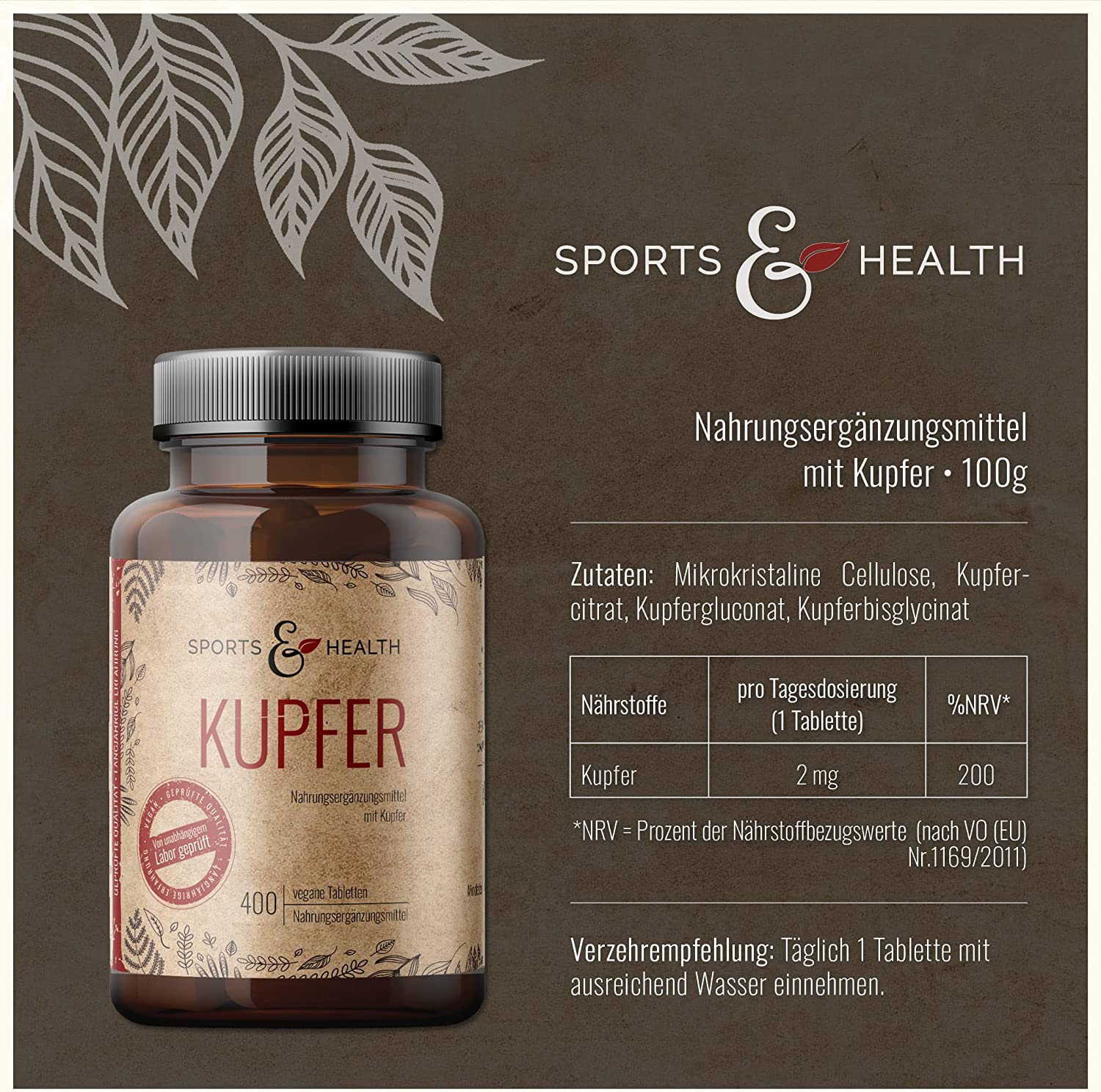 Kupfer Tabletten - 400 Tabletten - Kupfer 2 mg – Bild 2