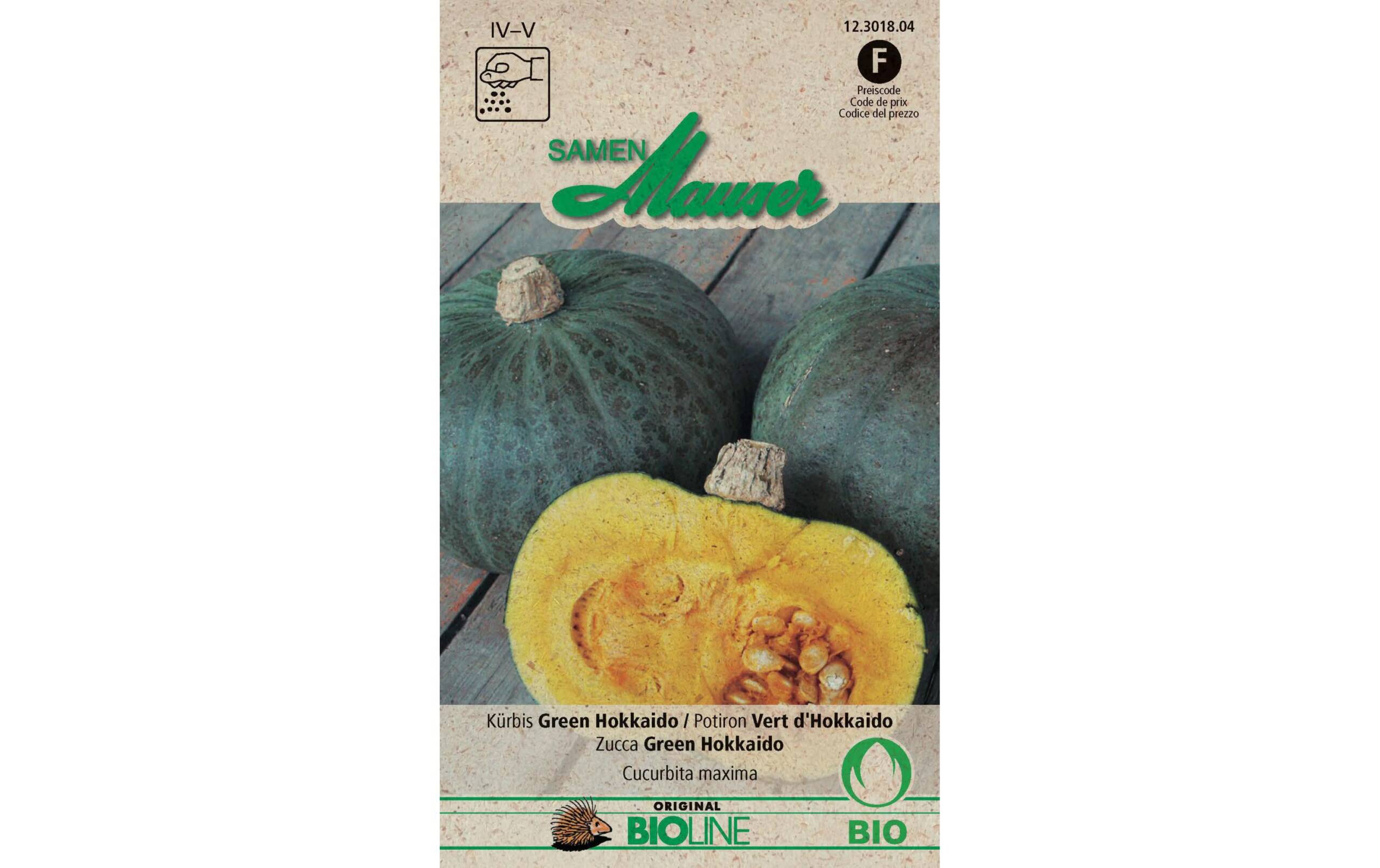 Samen Mauser Kürbis Green Hokkaido 10 Korn ca. 15 m2 Bio-Knospe