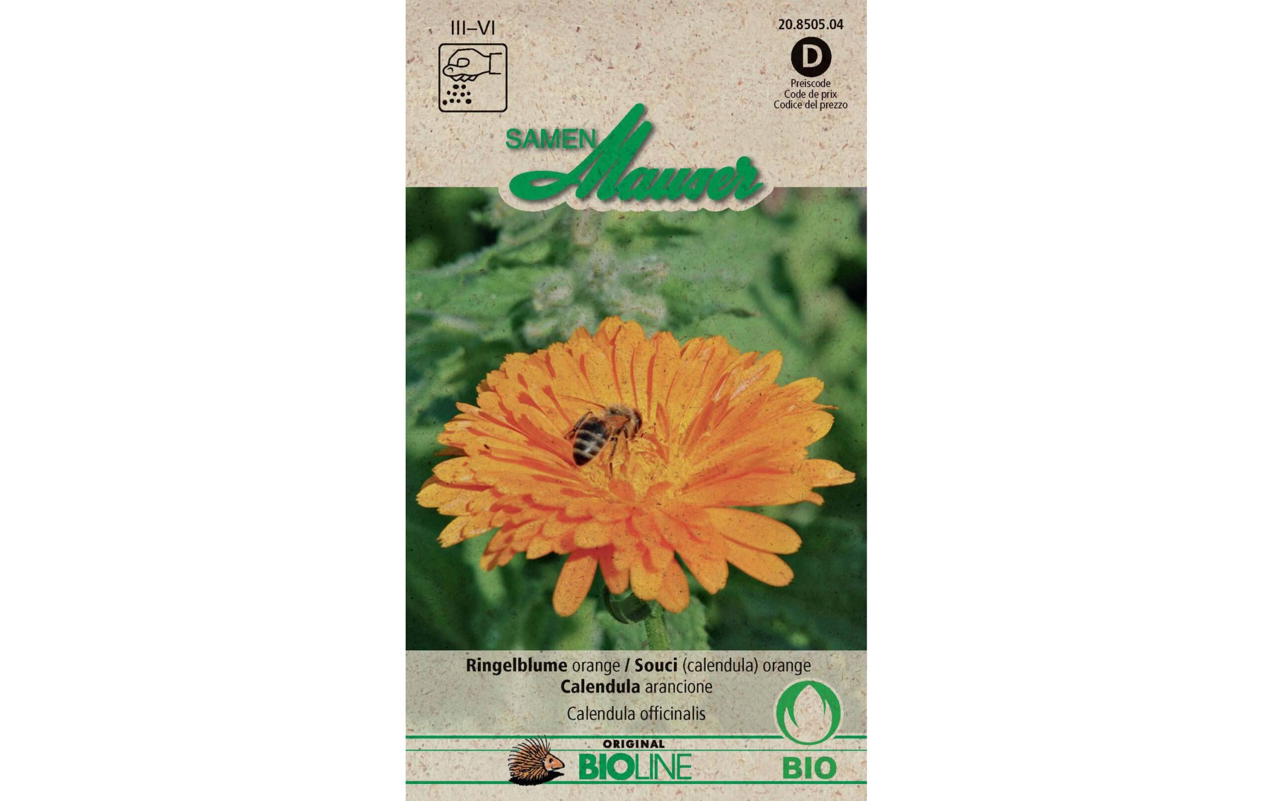Samen Mauser Ringelblume Orange 2.5 g ca. 5-6 m2 Bio-Knospe