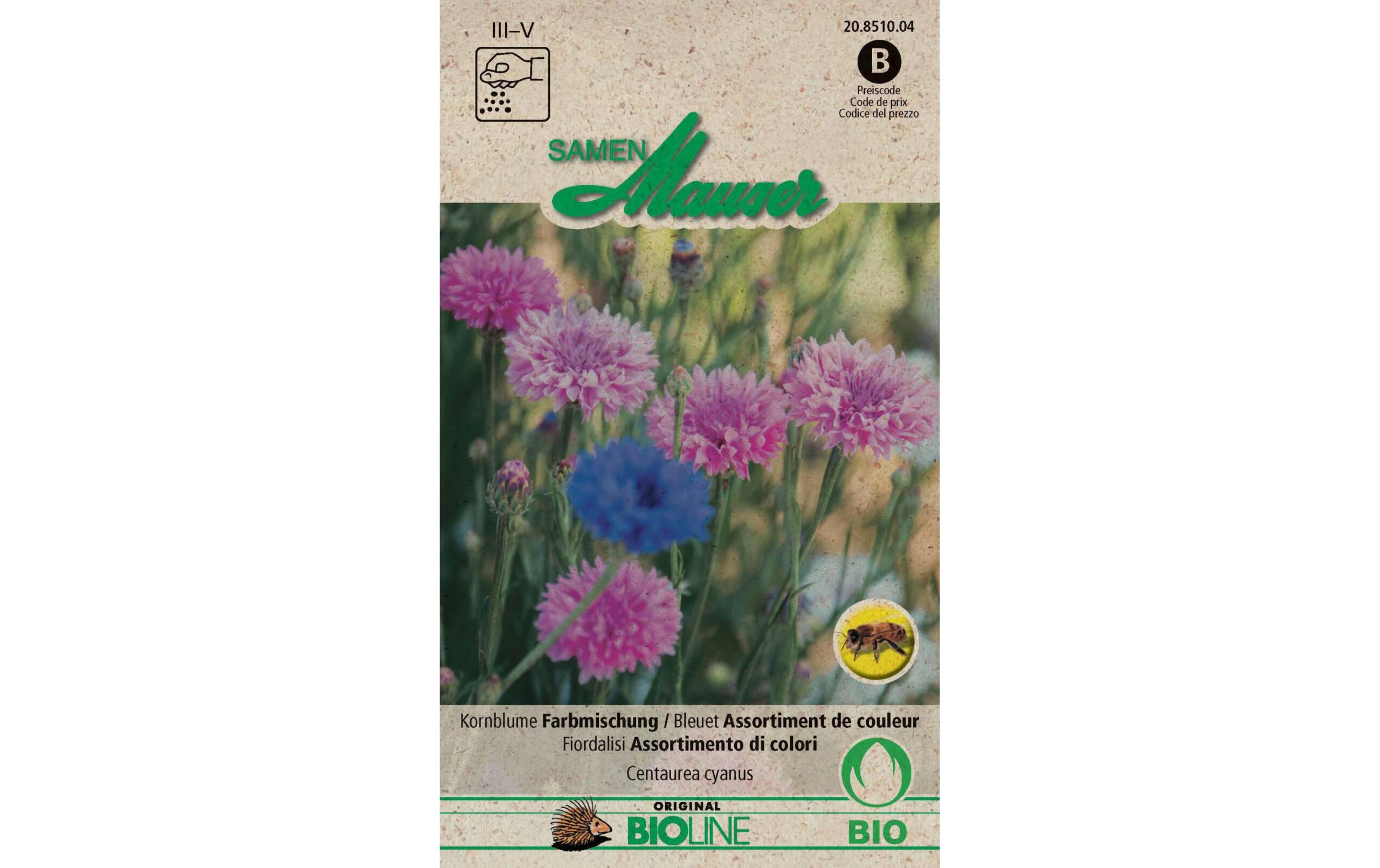 Samen Mauser Kornblume Farbmischung 1.25 g ca. 3-4 m2 Bio-Knospe