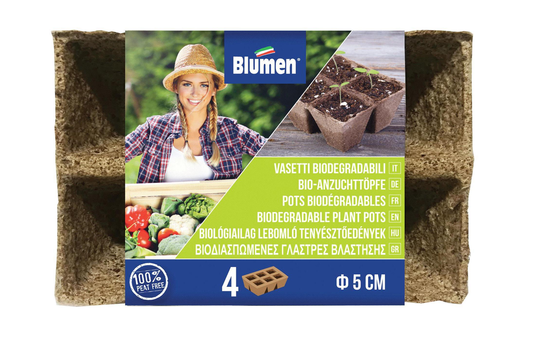 Blumen 4 Strips à 6 Kokostöpfen 5 cm quadratisch, 24 St