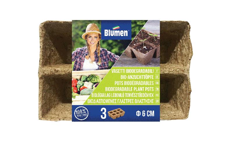 Blumen 3 Strips à 6 Kokostöpfen 6 cm quadratisch, 18 St