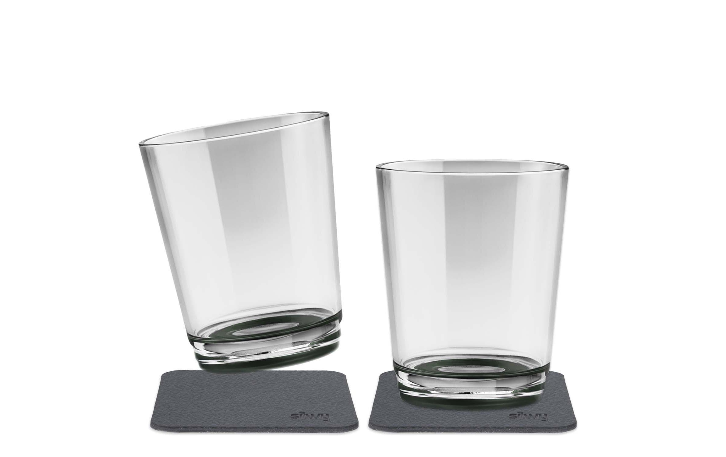 silwy Trinkbecher, 2er-Set 2 Metall-Nano-Gel-Pads, Pearl Grey, TRITAN