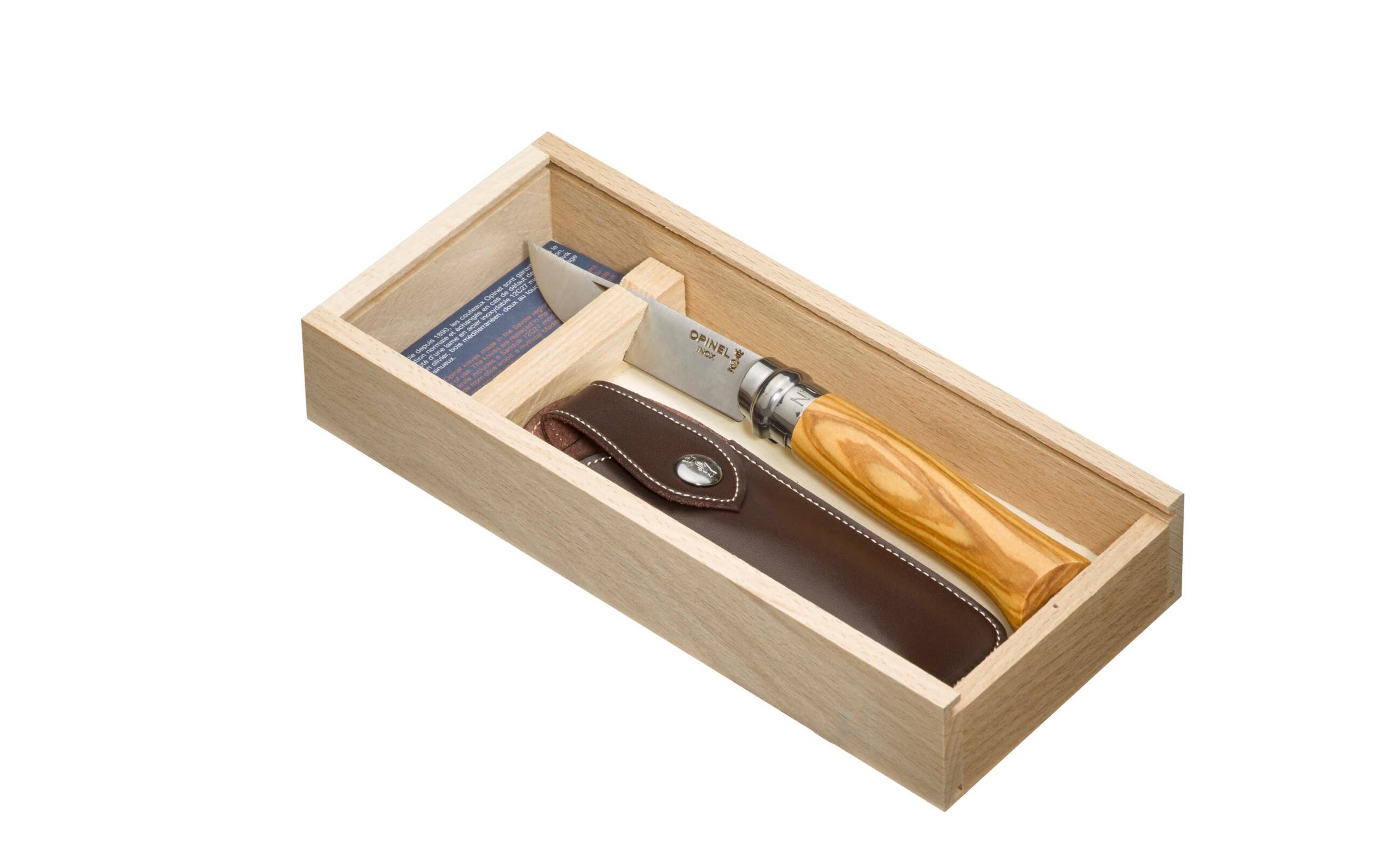 Opinel N°8, Geschenkbox Box,stainless steel, olive wood, Hülle