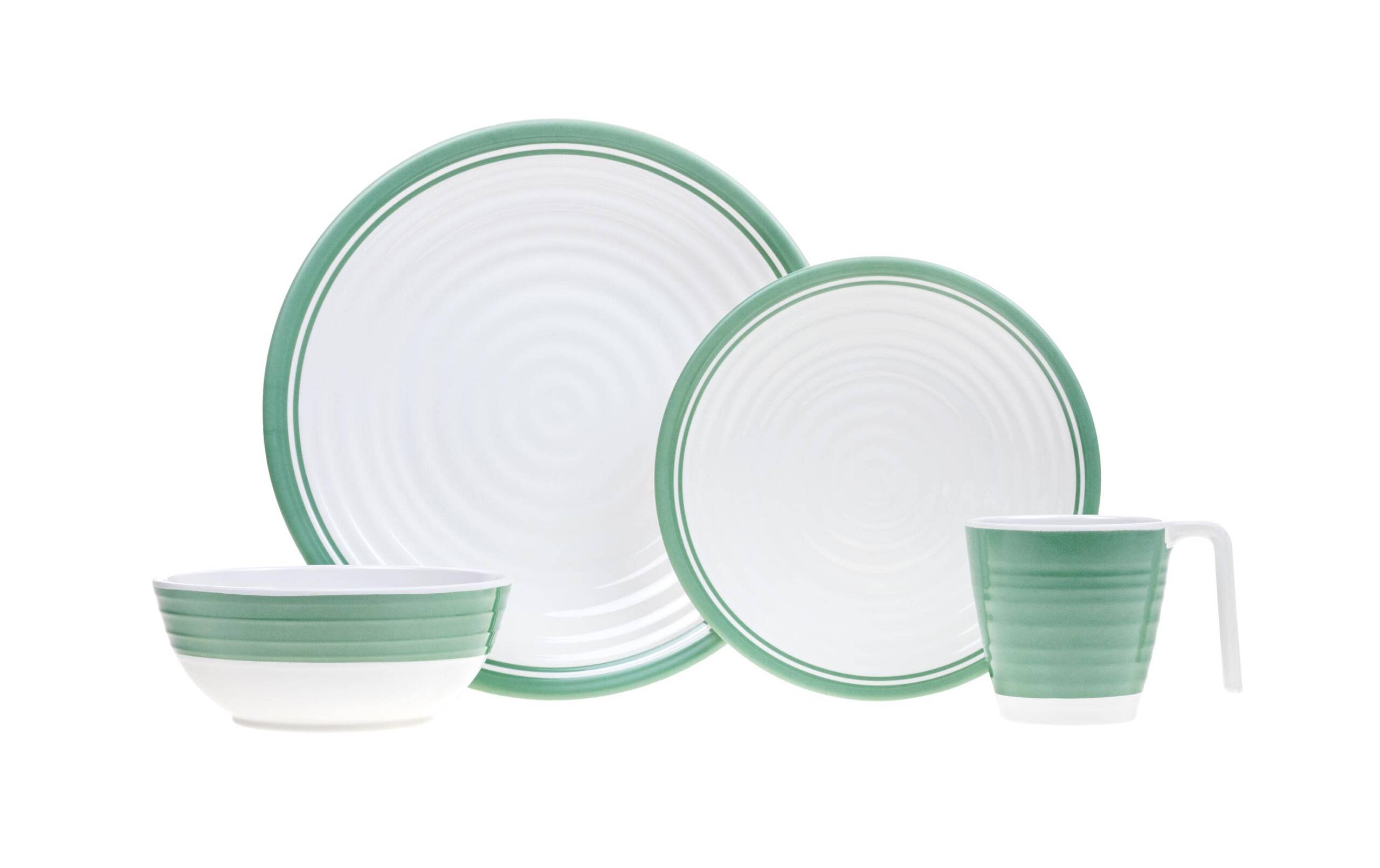 KOOR Geschirrset Melanin green Granite Green, 16-teilig, 4 Personen