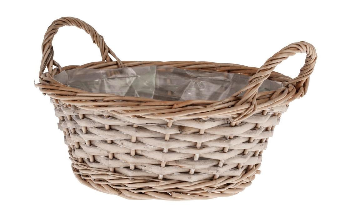 Opiflor Weidenkorbschale Sachsen, Grau rund, innen foliert, Ø: 25 cm, H: 10.5 cm