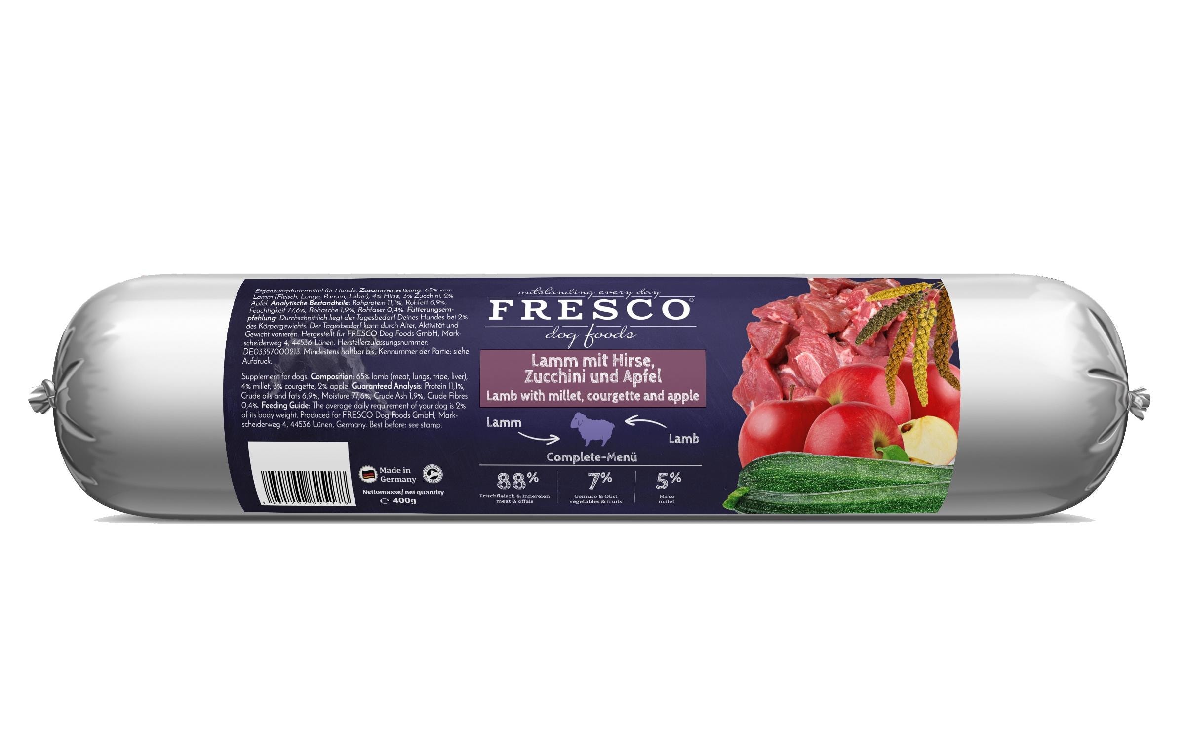Fresco NassfutterWurst Lamm mit Hirse, 400 g