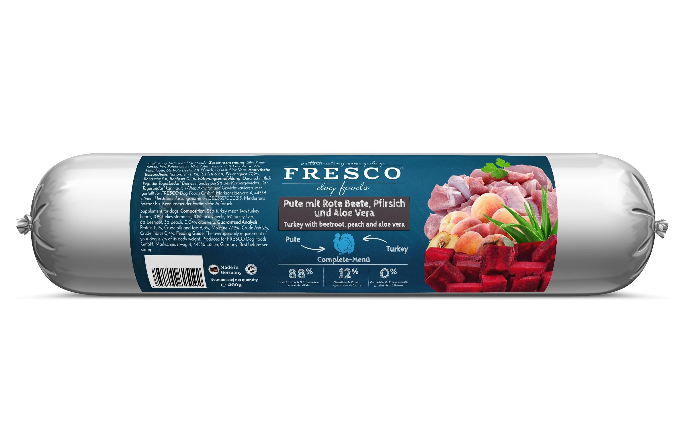 Fresco Nassfutter Wurst Pute mit Rote Bete, 400 g