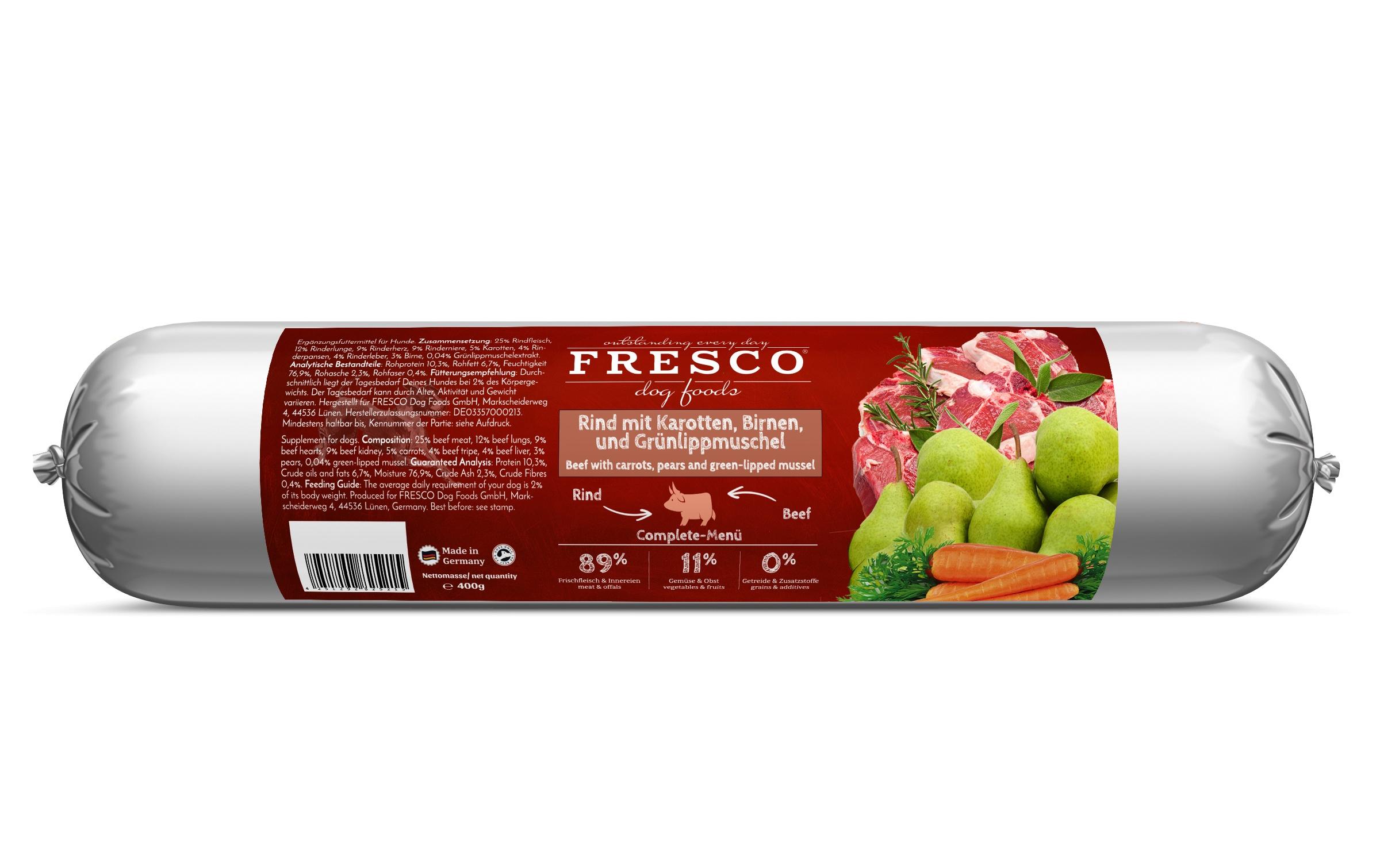 Fresco Nassfutter Wurst Rind mit Karotten, 400 g
