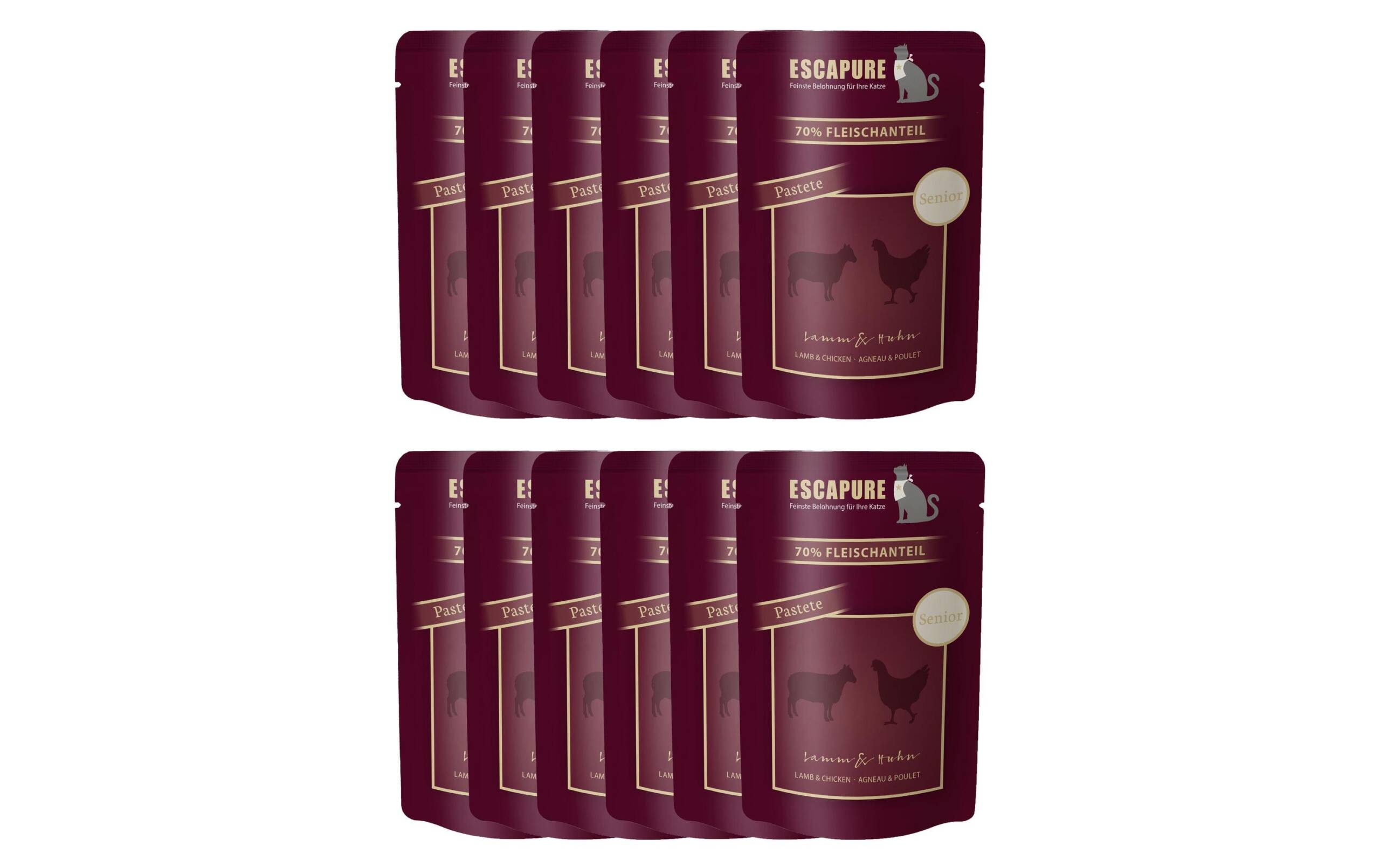 Escapure Cat Nassfutter Pouch Senior Kit Lamm & Huhn, 12x100g
