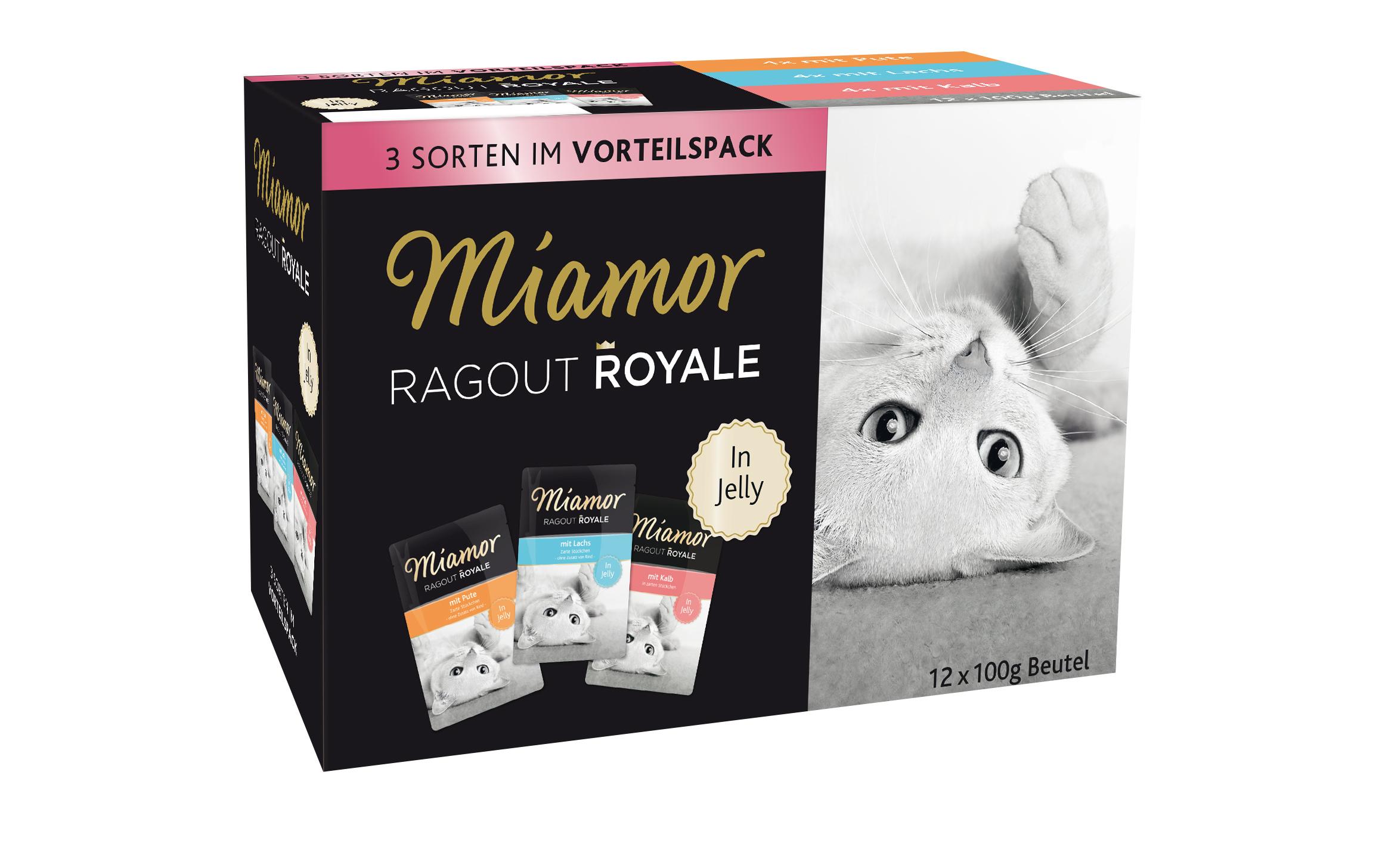 Miamor Ragout Royale in Gelée Multipack Pute, Lachs, Kalb 12x100g