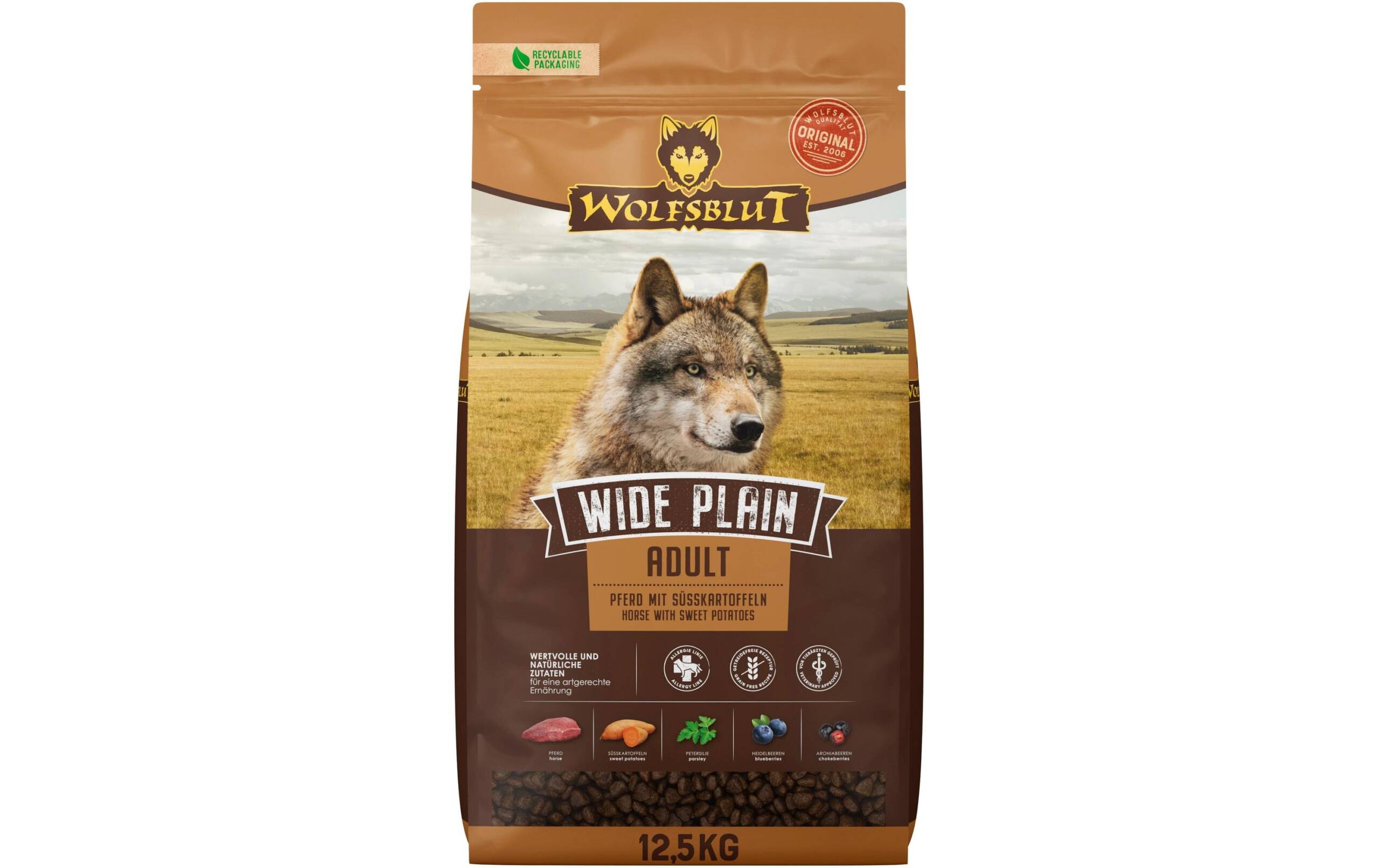 Wolfsblut Dog Wide Plain Adult Pferd & Süsskart., 12.5kg