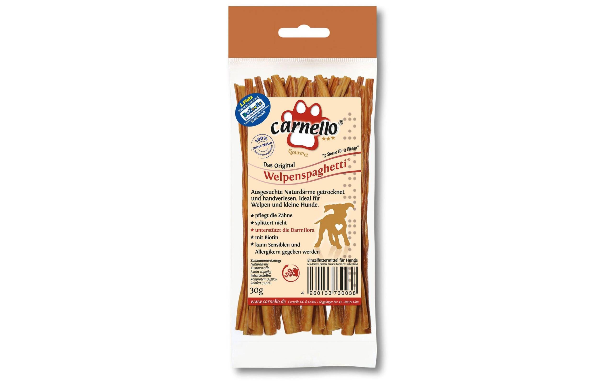 Carnello Welpen Spaghetti natur 12cm, 30g