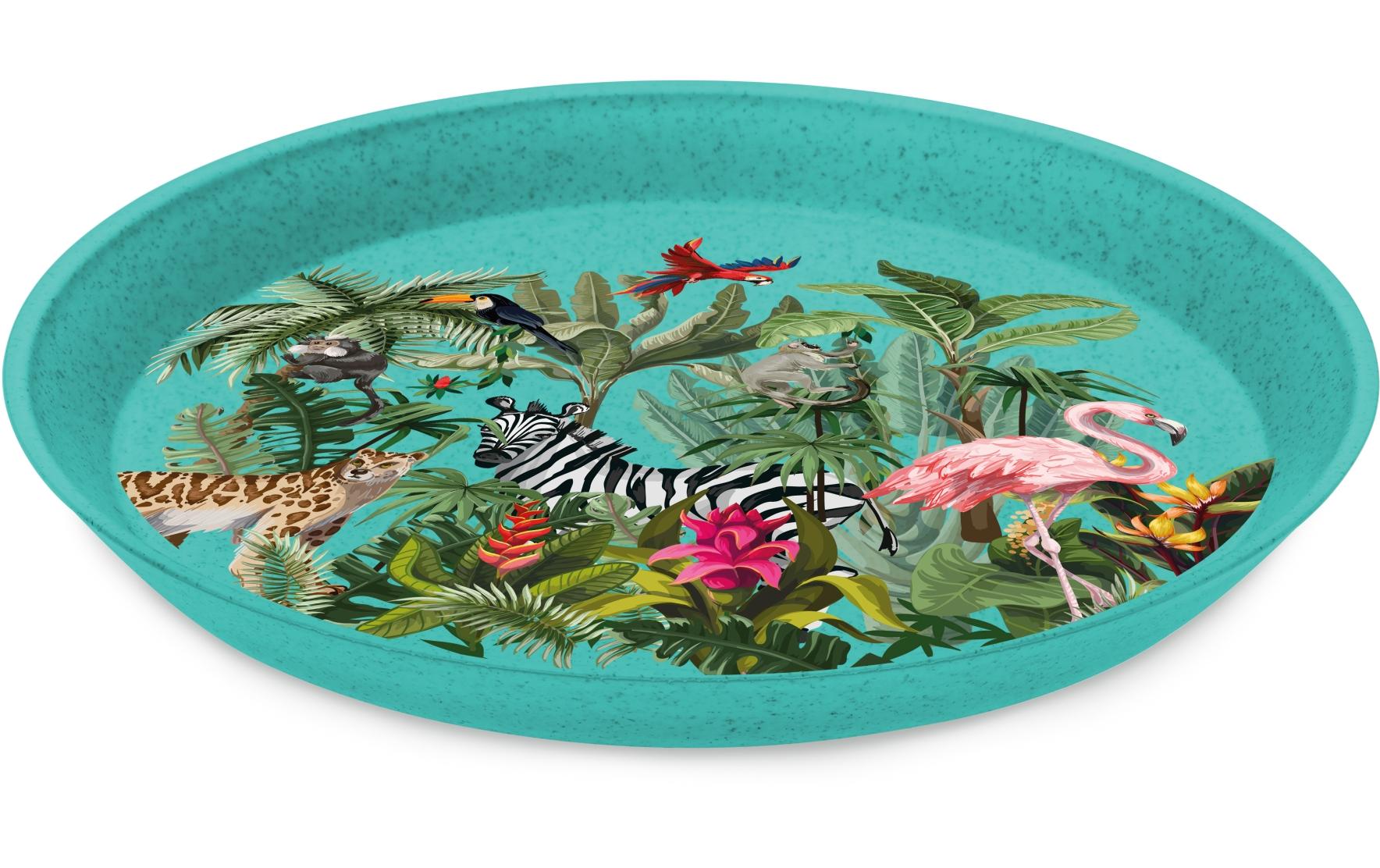 Koziol Teller CONNECT PLATE JUNGLE 20.5cm 1 Stk., 20.5x20.5x2cm, blau, bio-circular