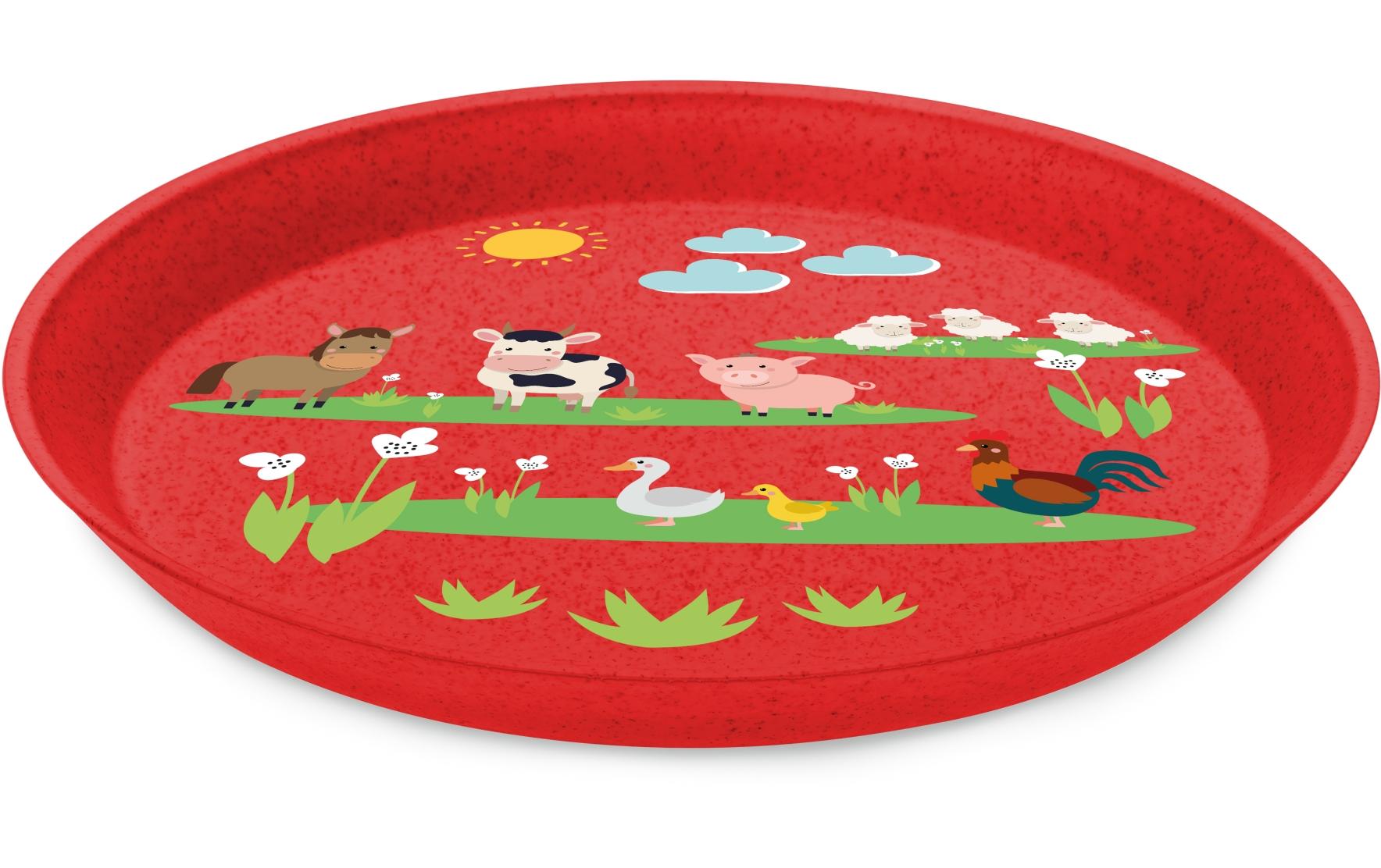 Koziol Teller CONNECT PLATE FARM 20.5cm 1 Stk., 20.5x20.5x2cm, rot, bio-circular
