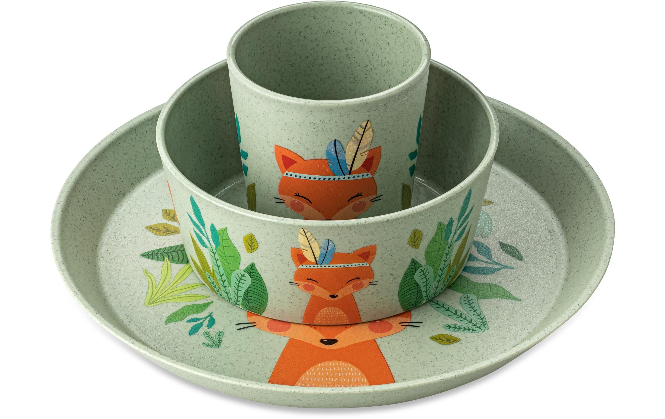Koziol Kindergeschirr Set CONNECT HARRY Teller+Schale+Becher, mint, bio-circular