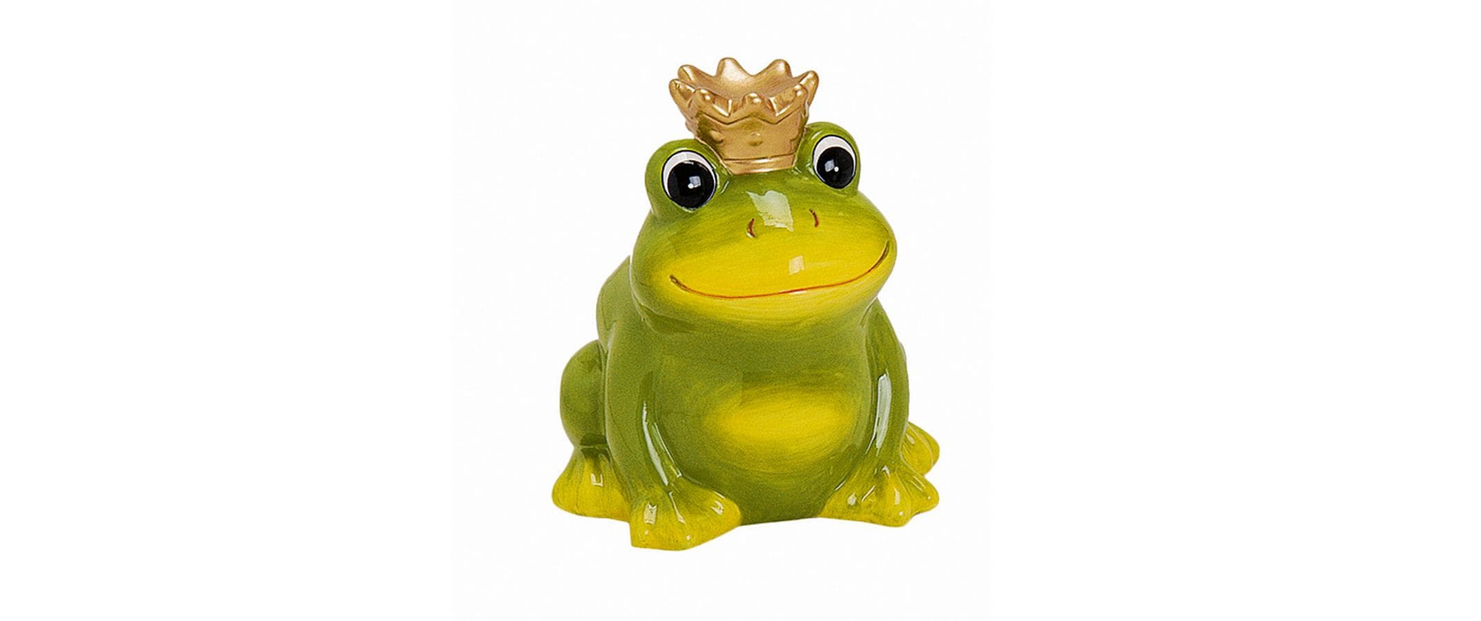 Spardose Frosch mit Krone aus Keramik B12cm