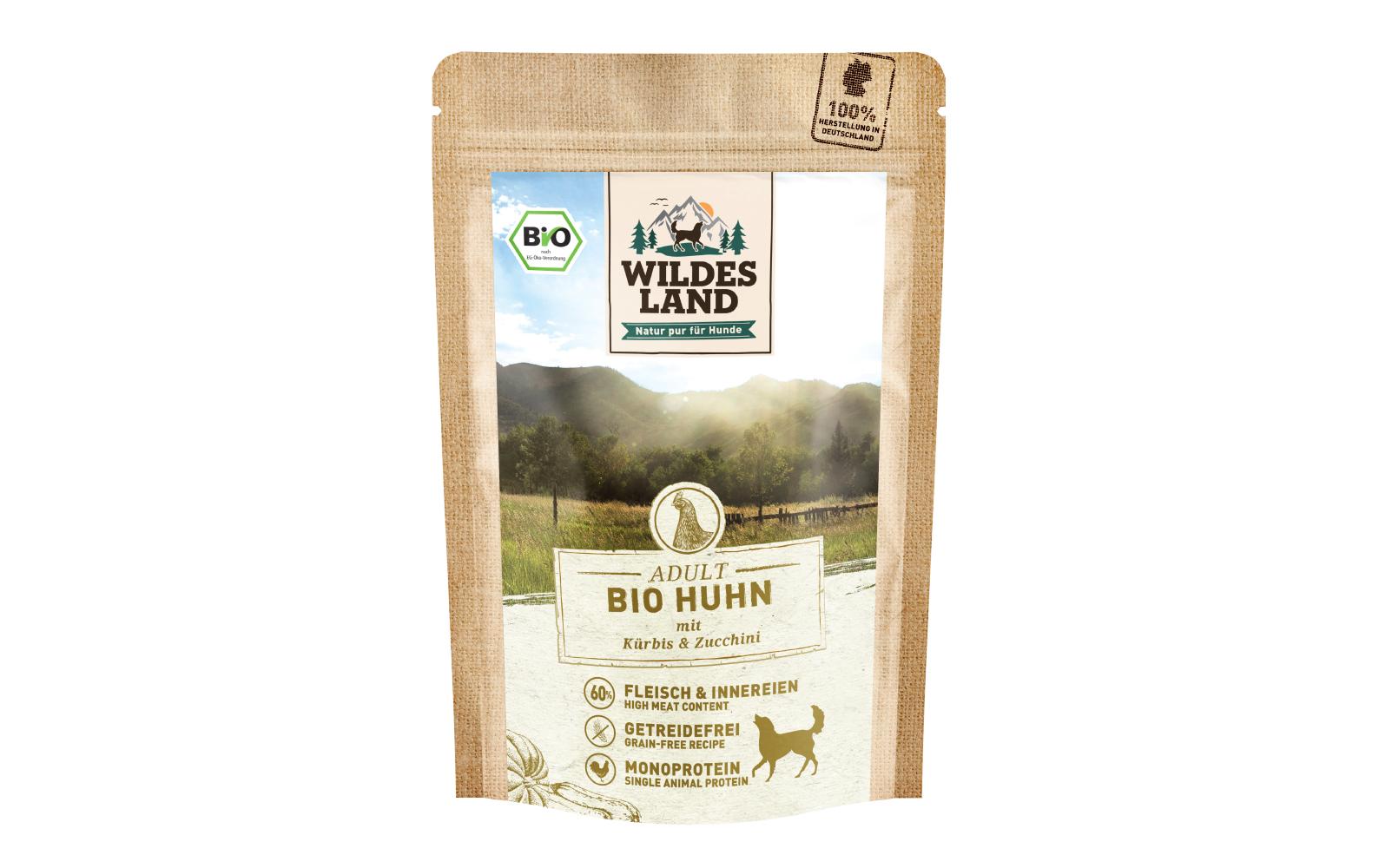 Wildesland Dog Adult BIO Huhn, Kürbis, Zuc. 10x125g – Bild 2