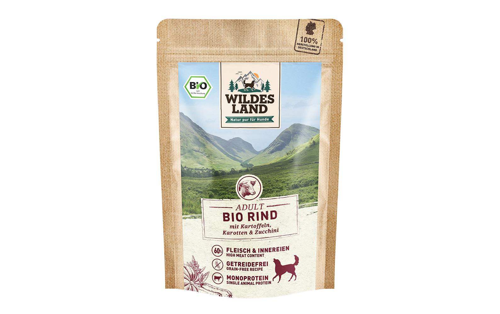 Wildesland Dog Adult BIO Rind, Kart, Zuc. 10x125g – Bild 2
