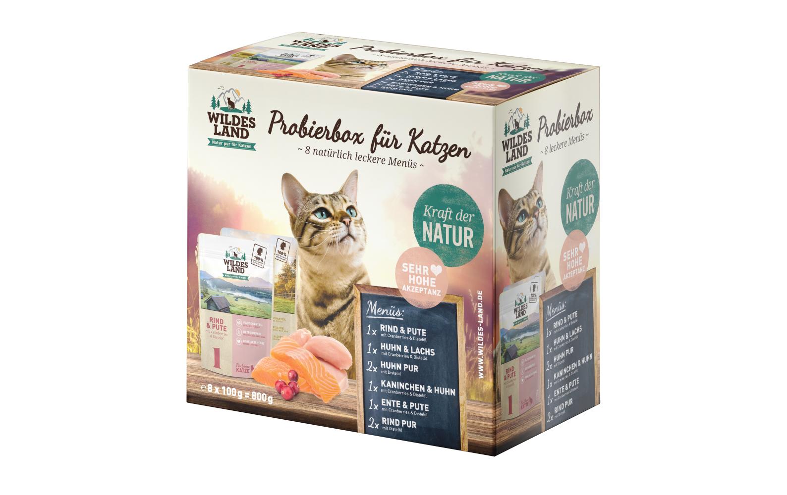 Wildesland Cat Adult Pouch Probierbox 8x100g