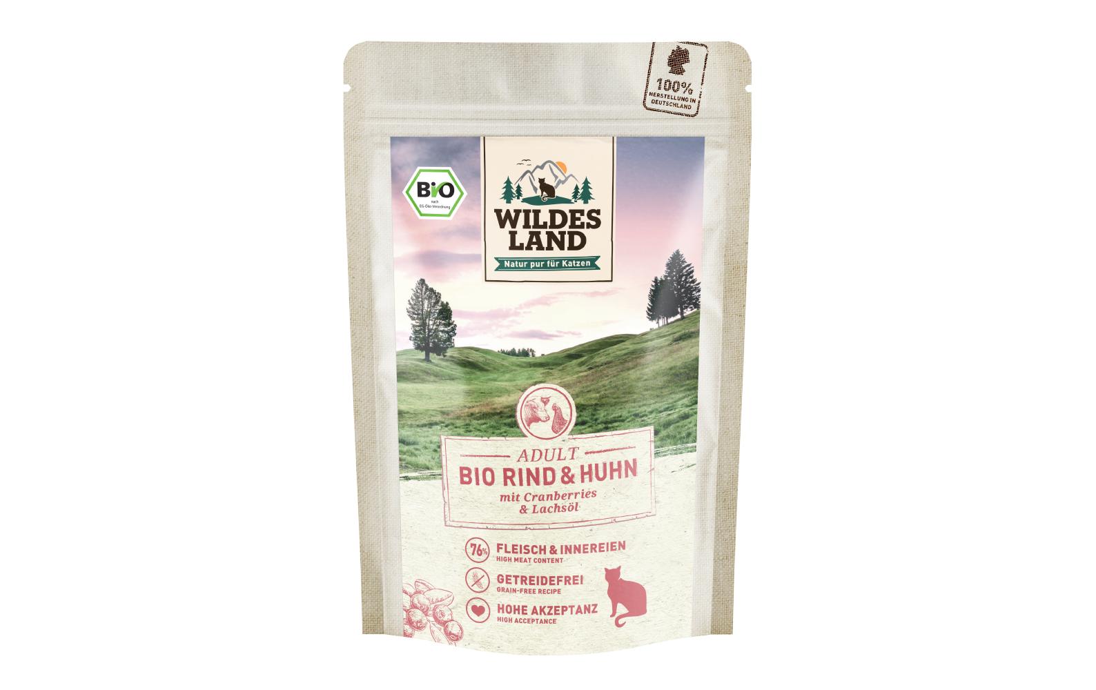 Wildesland Cat Adult BIO Rind, Huhn, Cran. 85g