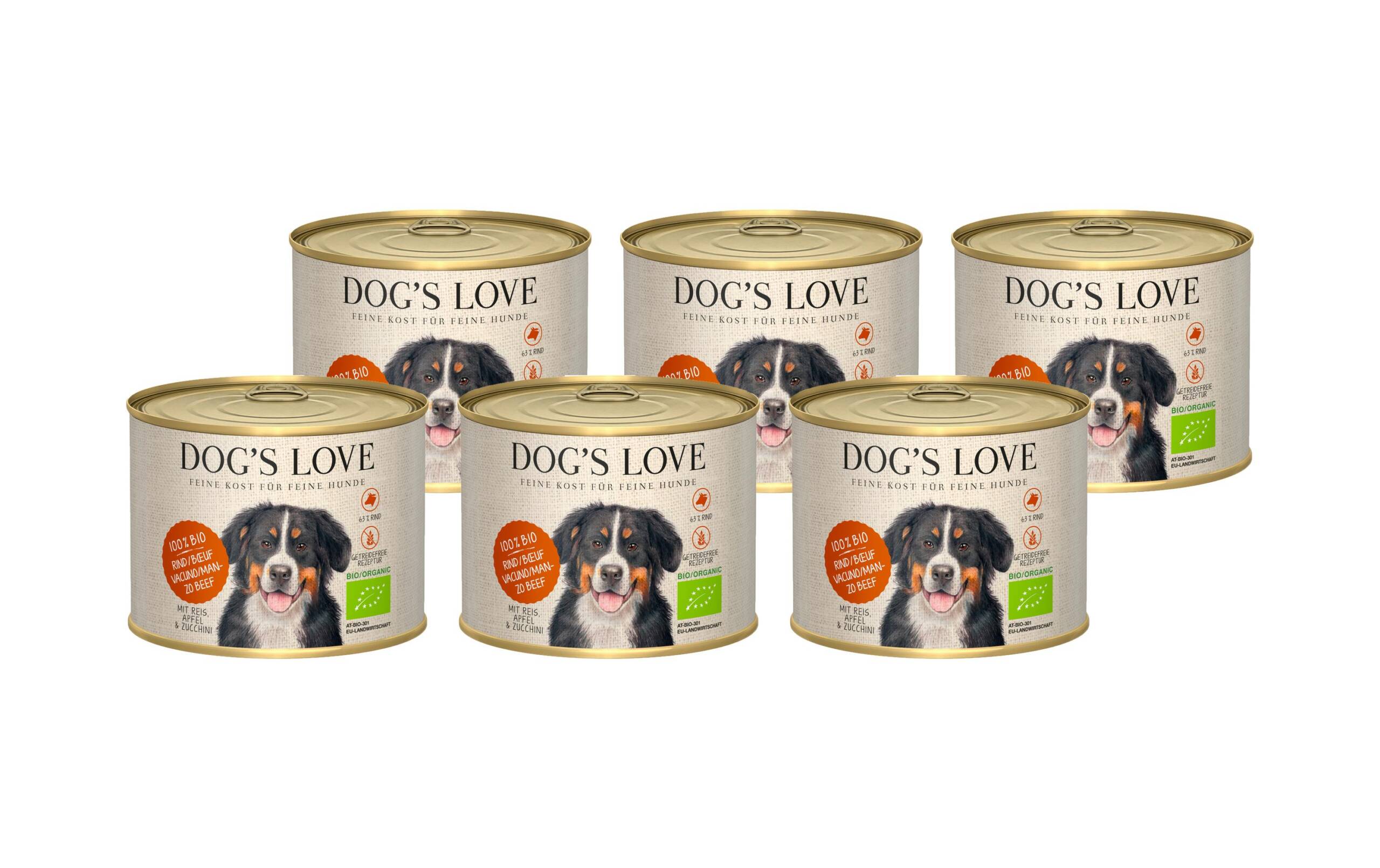 Dogs Love Nassfutter BIO Rind Kit 6x200g