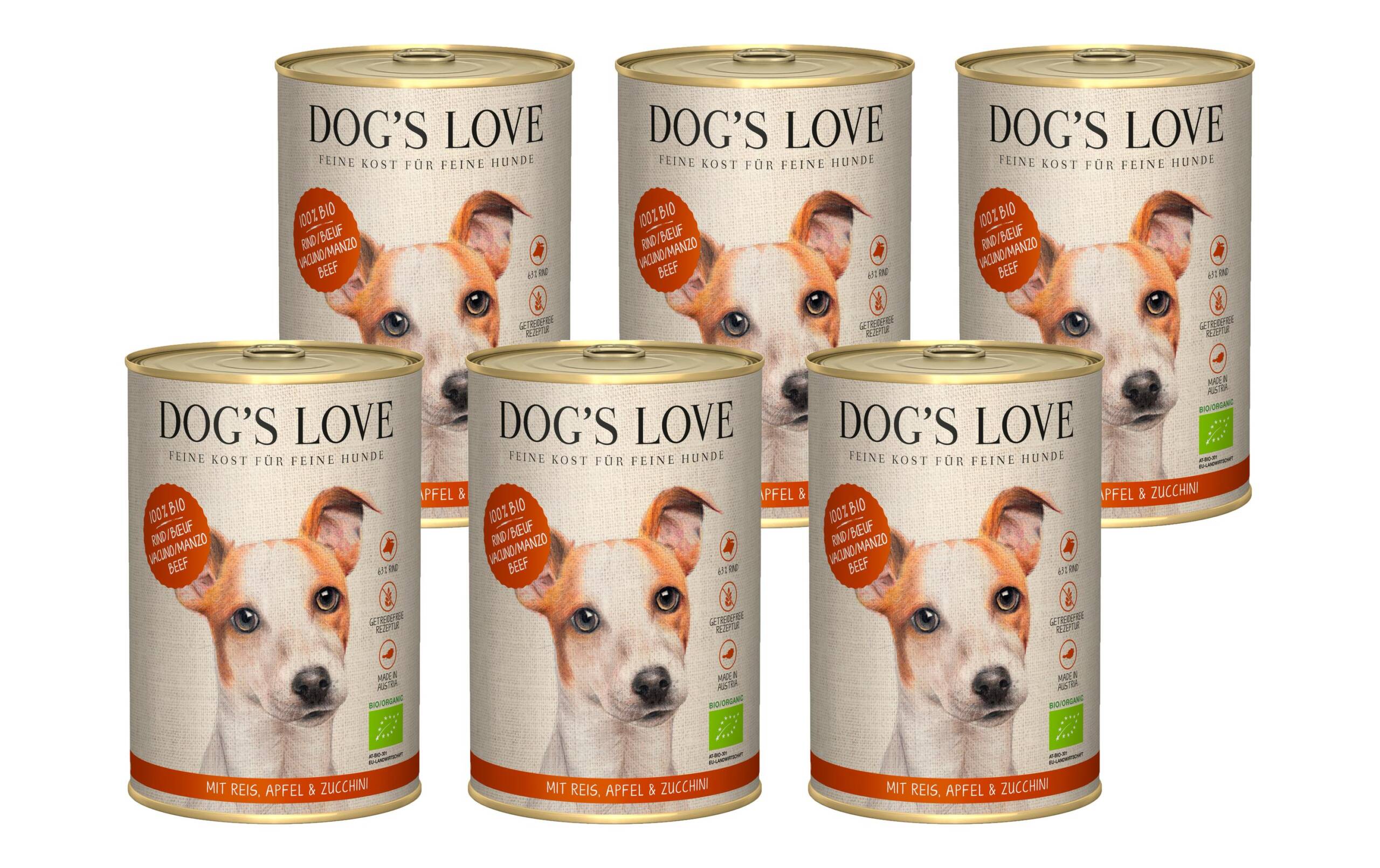 Dogs Love Nassfutter BIO Rind Kit 6x400g