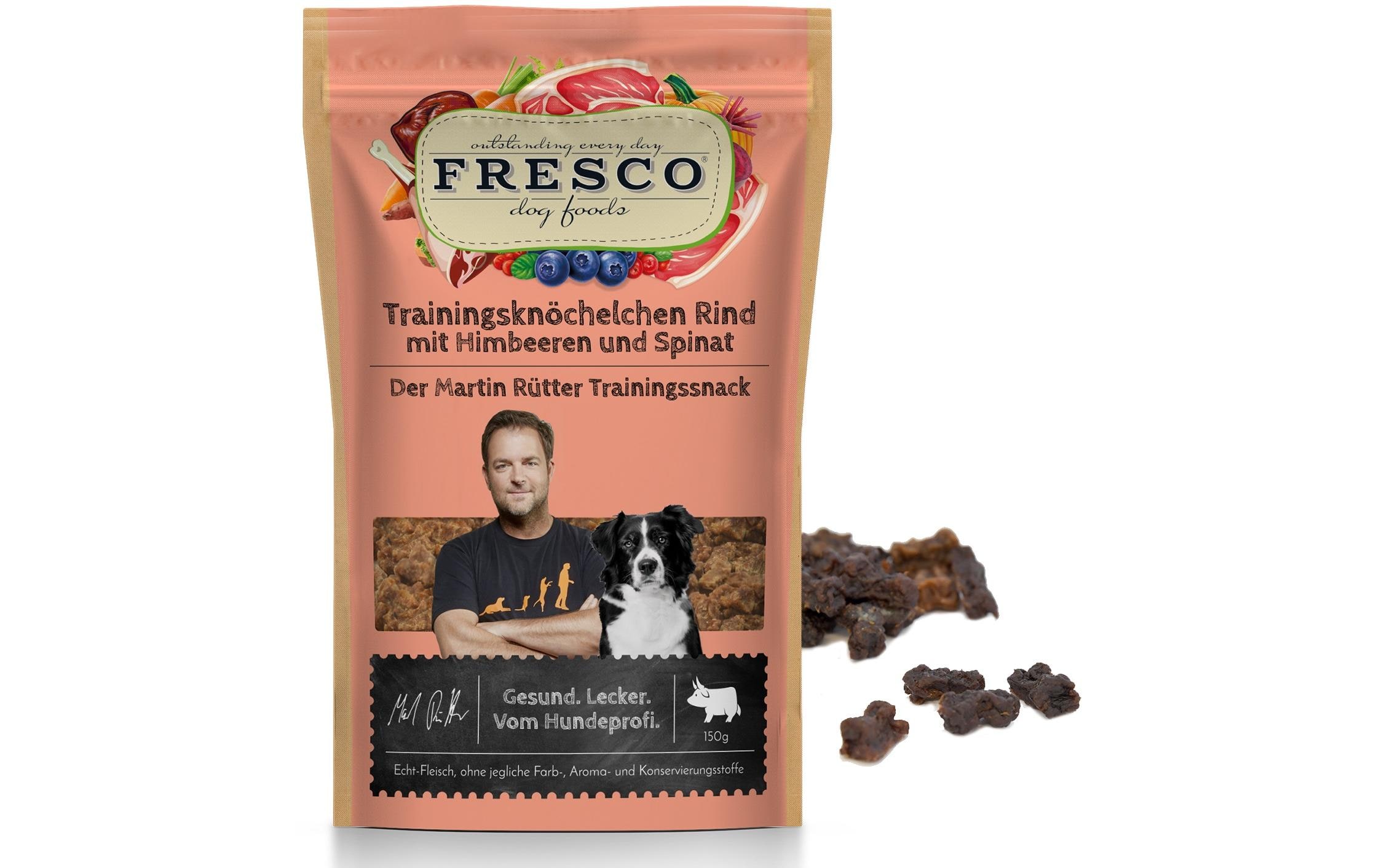 Fresco Martin Rütter Trainingsknöchelchen Rind, Himbeeeren, Spinat 150g