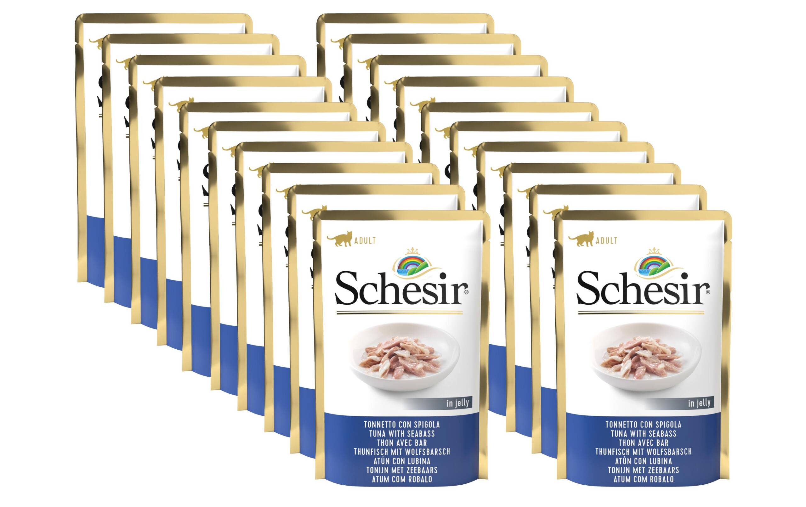 Schesir Cat Thunfisch,Wolfsbarsch Gelée Kit 20x85g