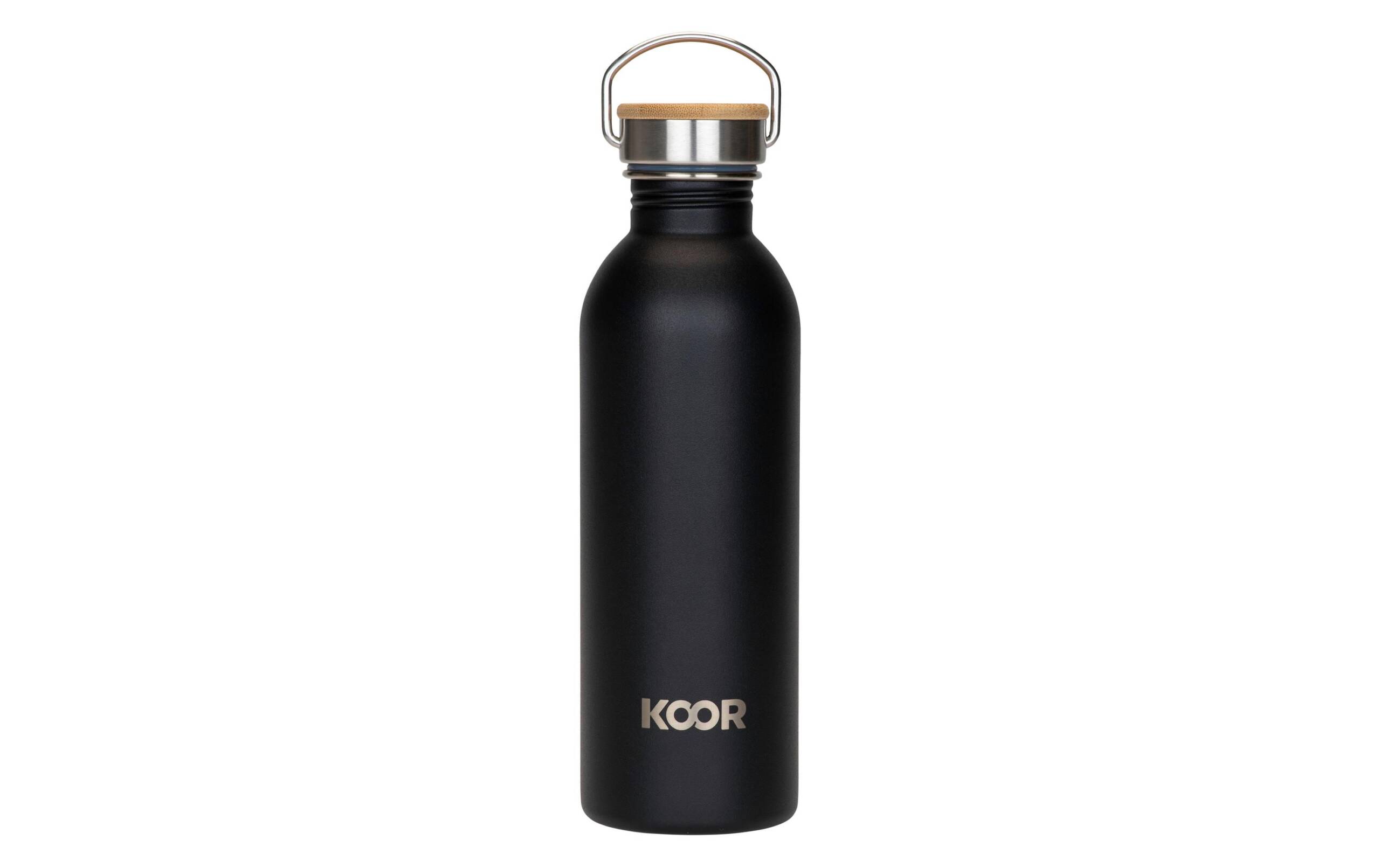 KOOR Flasche 1000ml schwarz Holzdeckel Stainless Steel, einwandig
