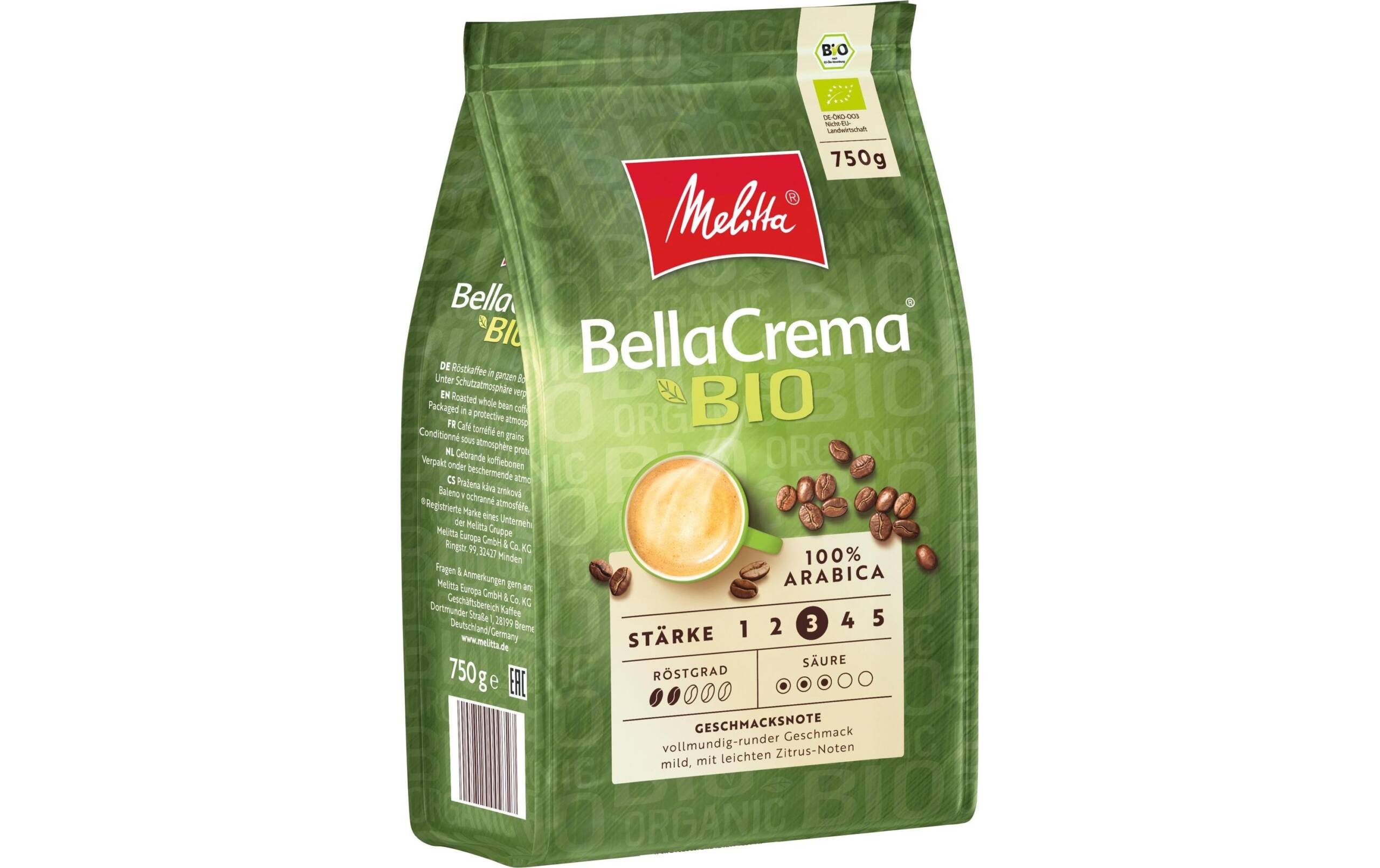 Melitta Kaffeebohnen Bella Crema Bio 750g Packung à 750g