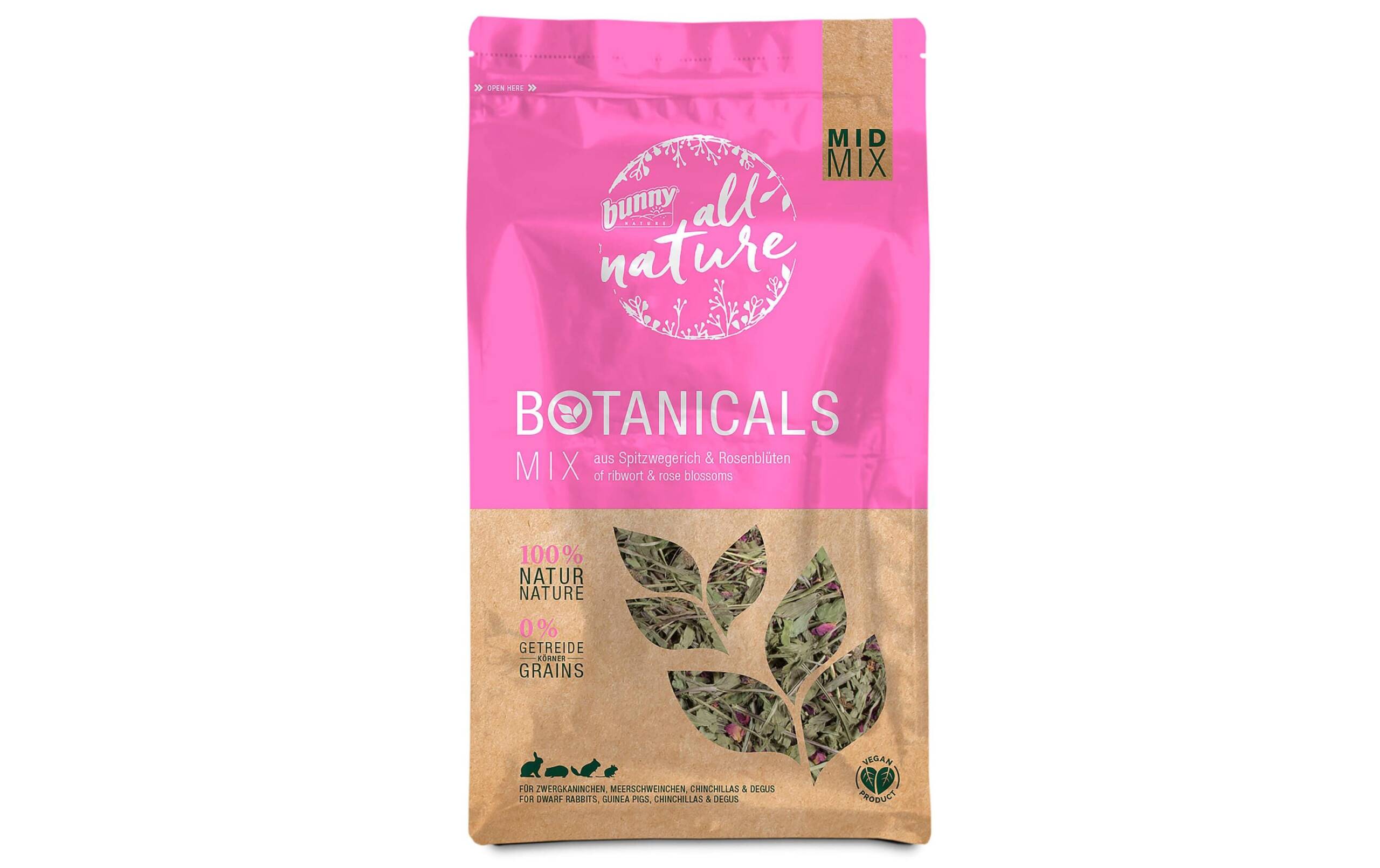 Bunny All Nature Alleinfutter Spitzwegerich und Rosenblüte, 120g