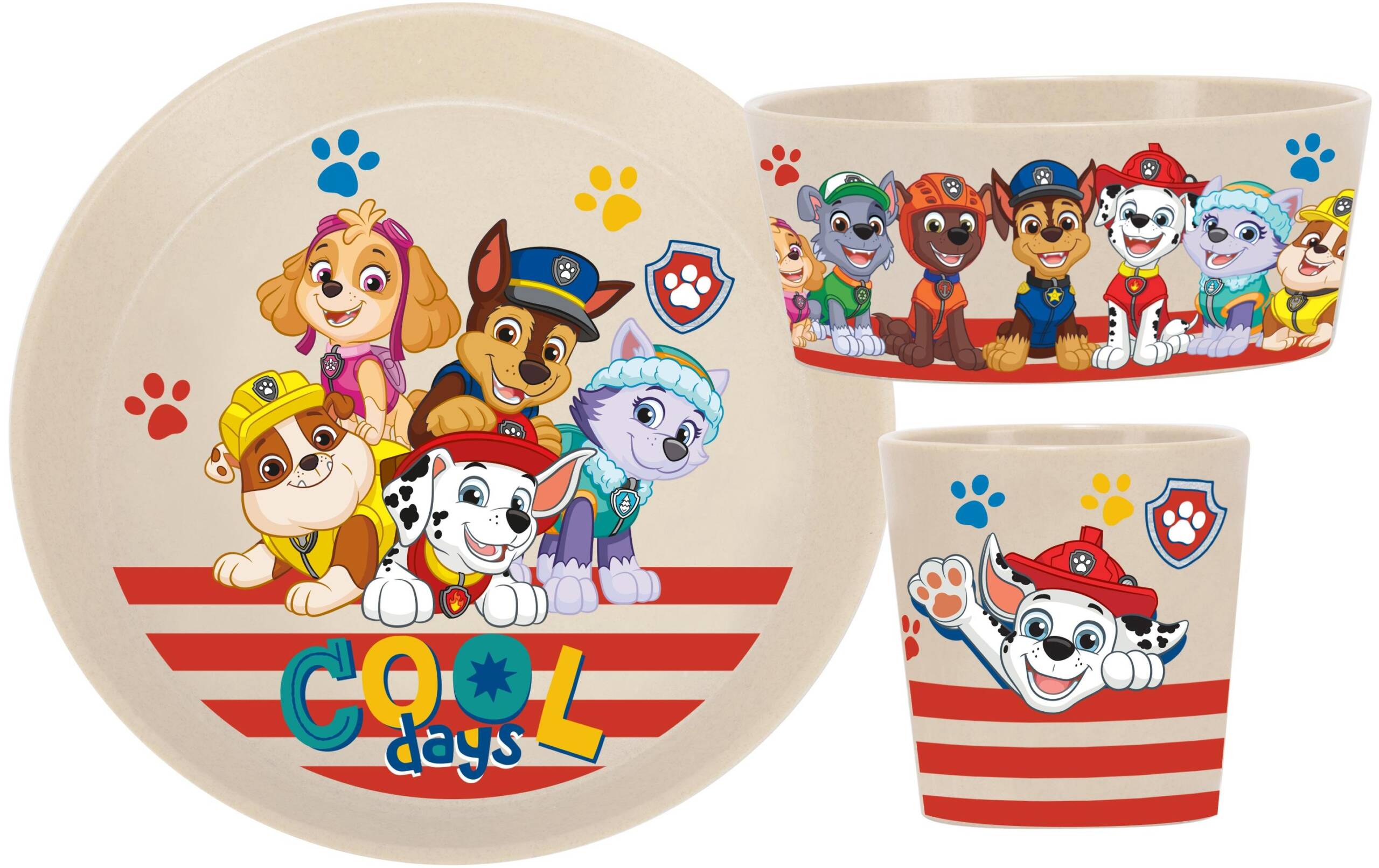 Koziol Kindergeschirr Set CONNECT sand 3-teilig, Paw Patrol, Organic