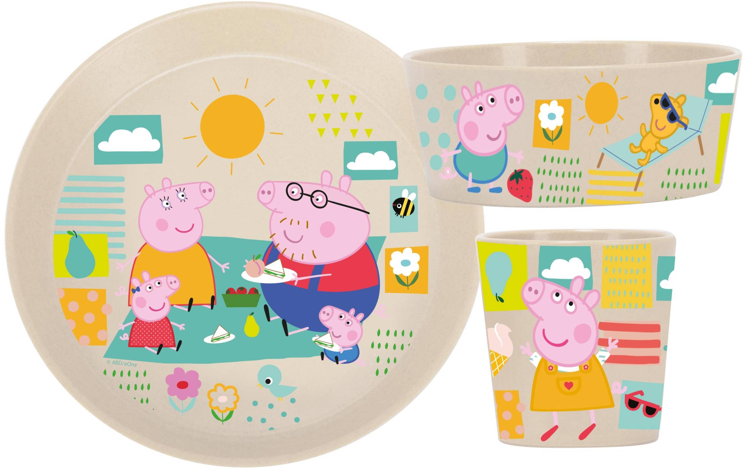 Koziol Kindergeschirr Set CONNECT weiss 3-teilig, Peppa Pig, Organic