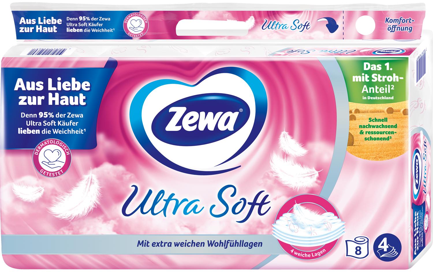 Zewa Ultra Soft  4-lg. mit Strohzellstoff 8 x 150