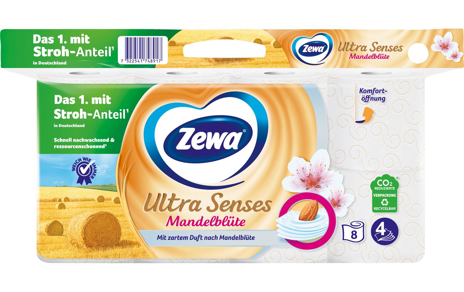 Zewa Ultra Senses Mandelmilch mit Strohzellstoff 8 x 135