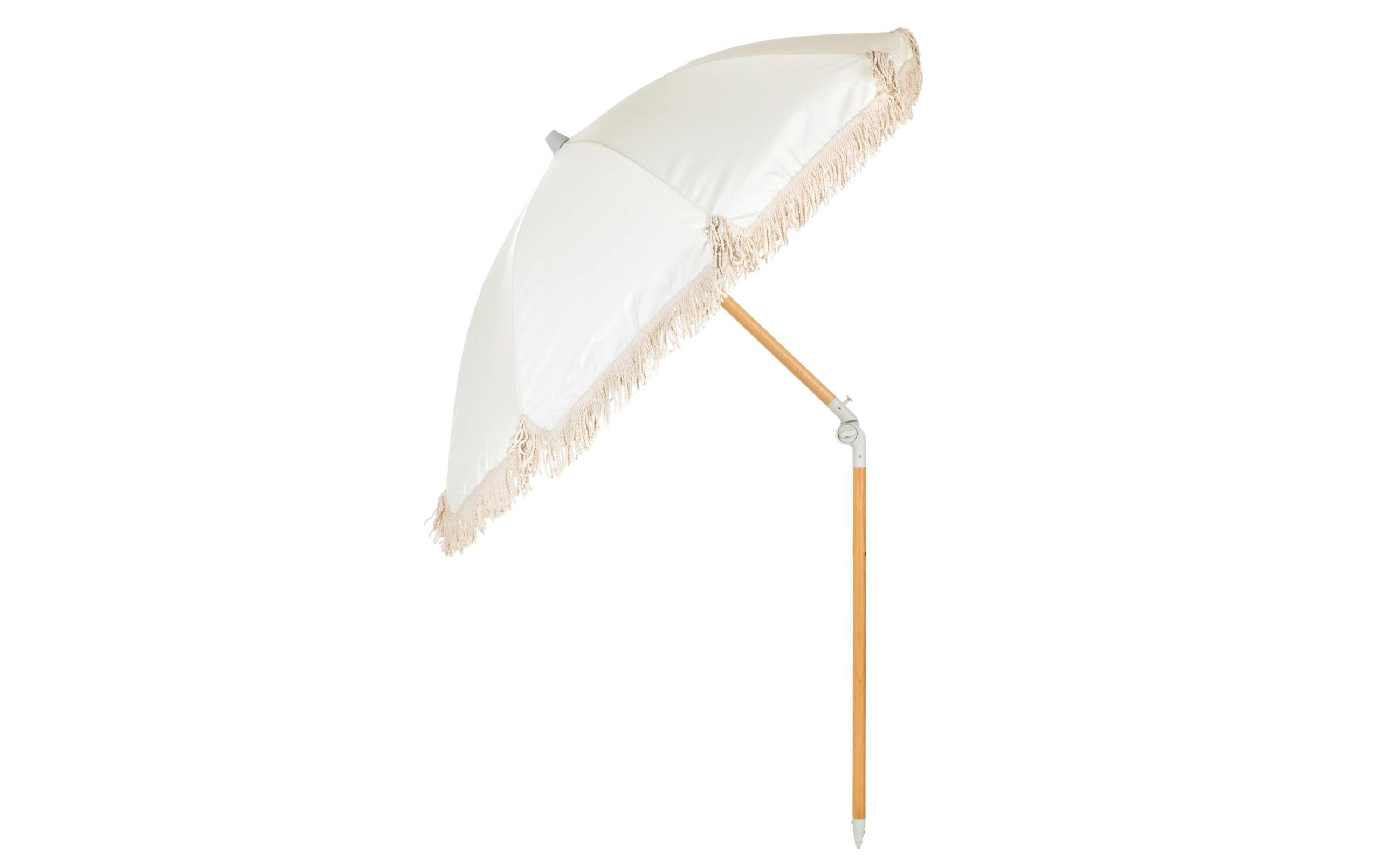 KOOR Sonnenschirm Boho ecru 180cm, Holz, Polyester/Baumwolle