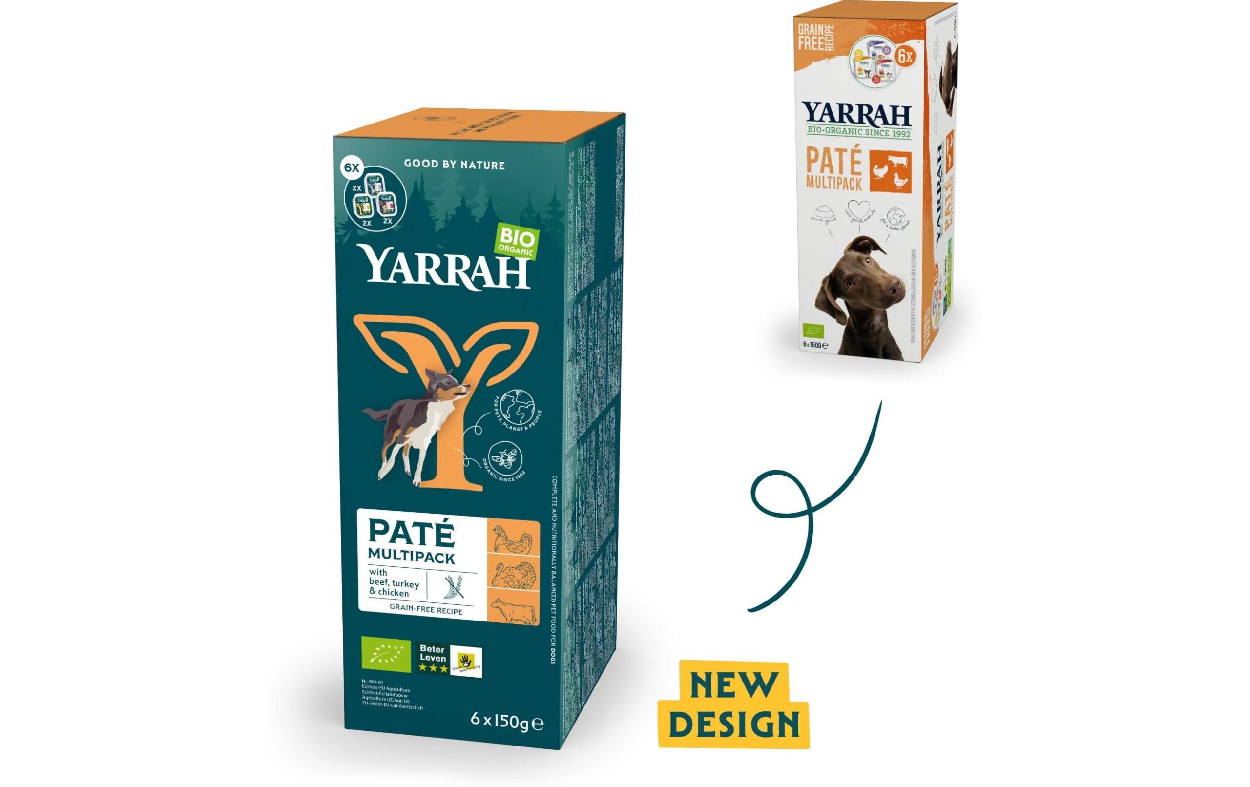 Yarrah Dog NF Multipack Pastete gemischt Schale, 6x150g, 3 Sorten