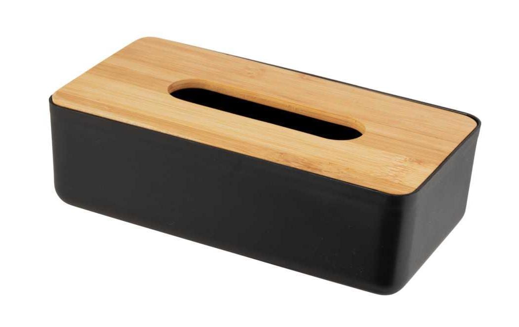 Wenko Kosmetiktuchbox Rotello Schwarz Bambus/ Kunststoff