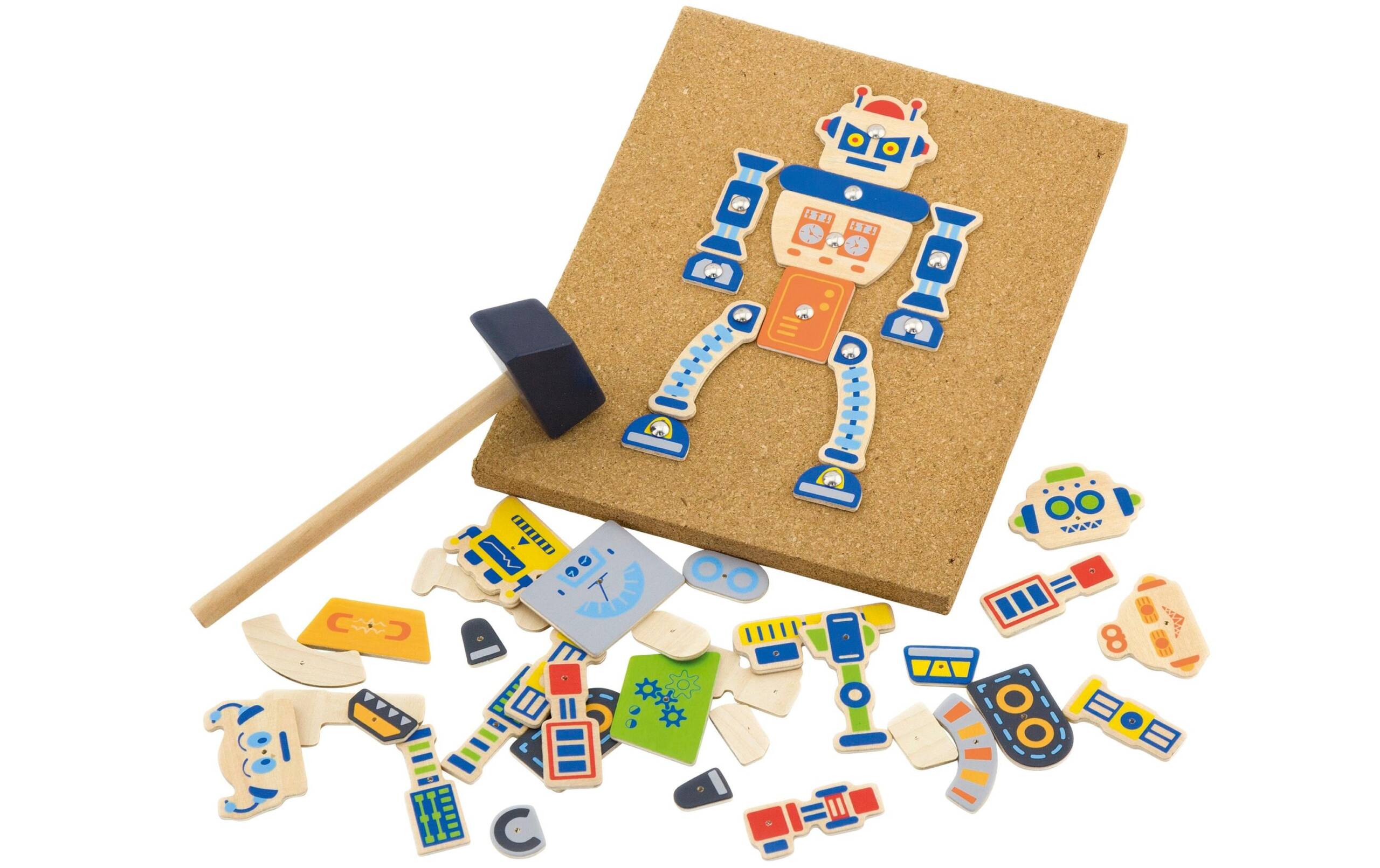 Hammerspiel Roboter mit Holzteilen