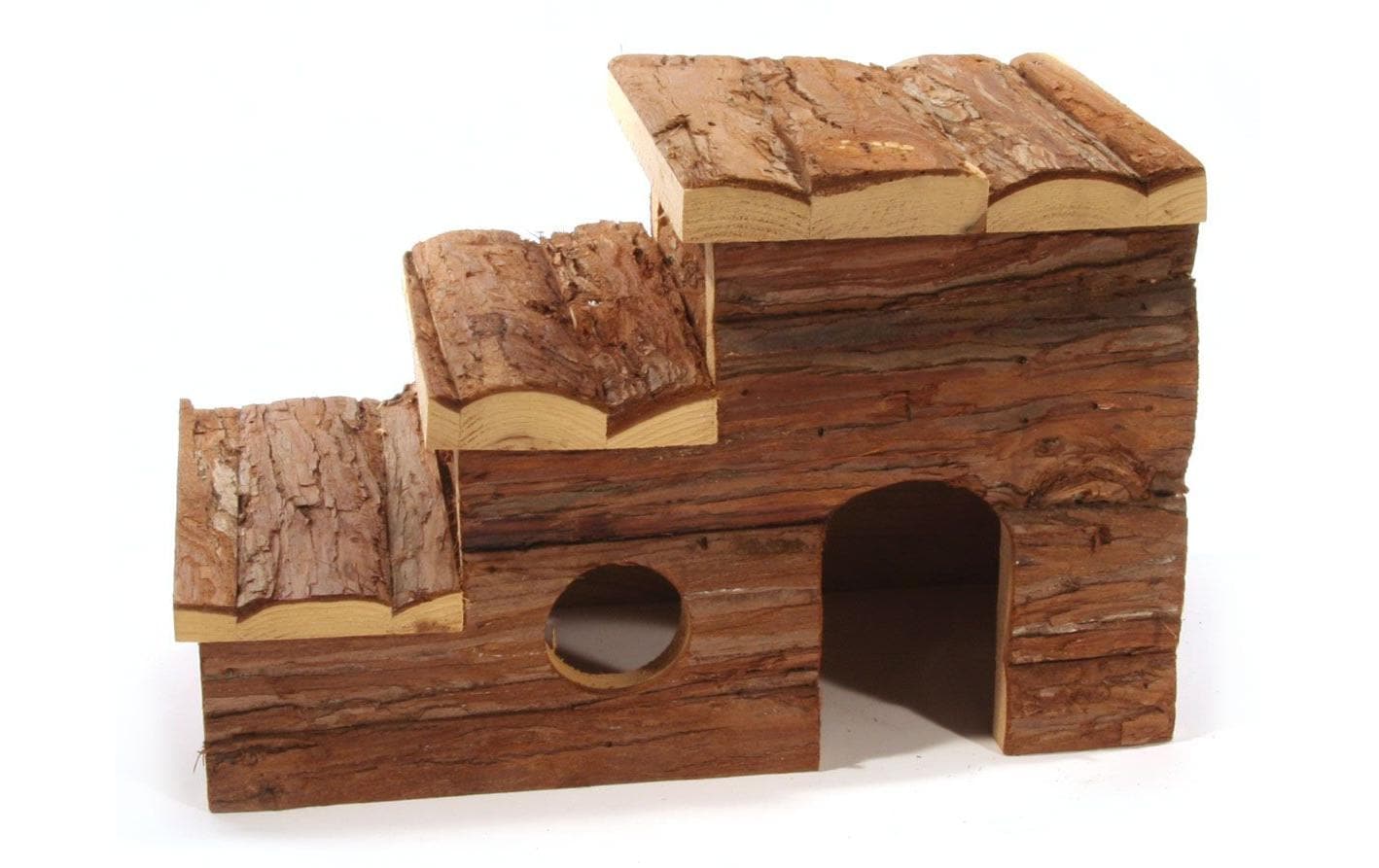 Swisspet Hamsterhaus mit Treppendach 29x18x18cm, Naturholz