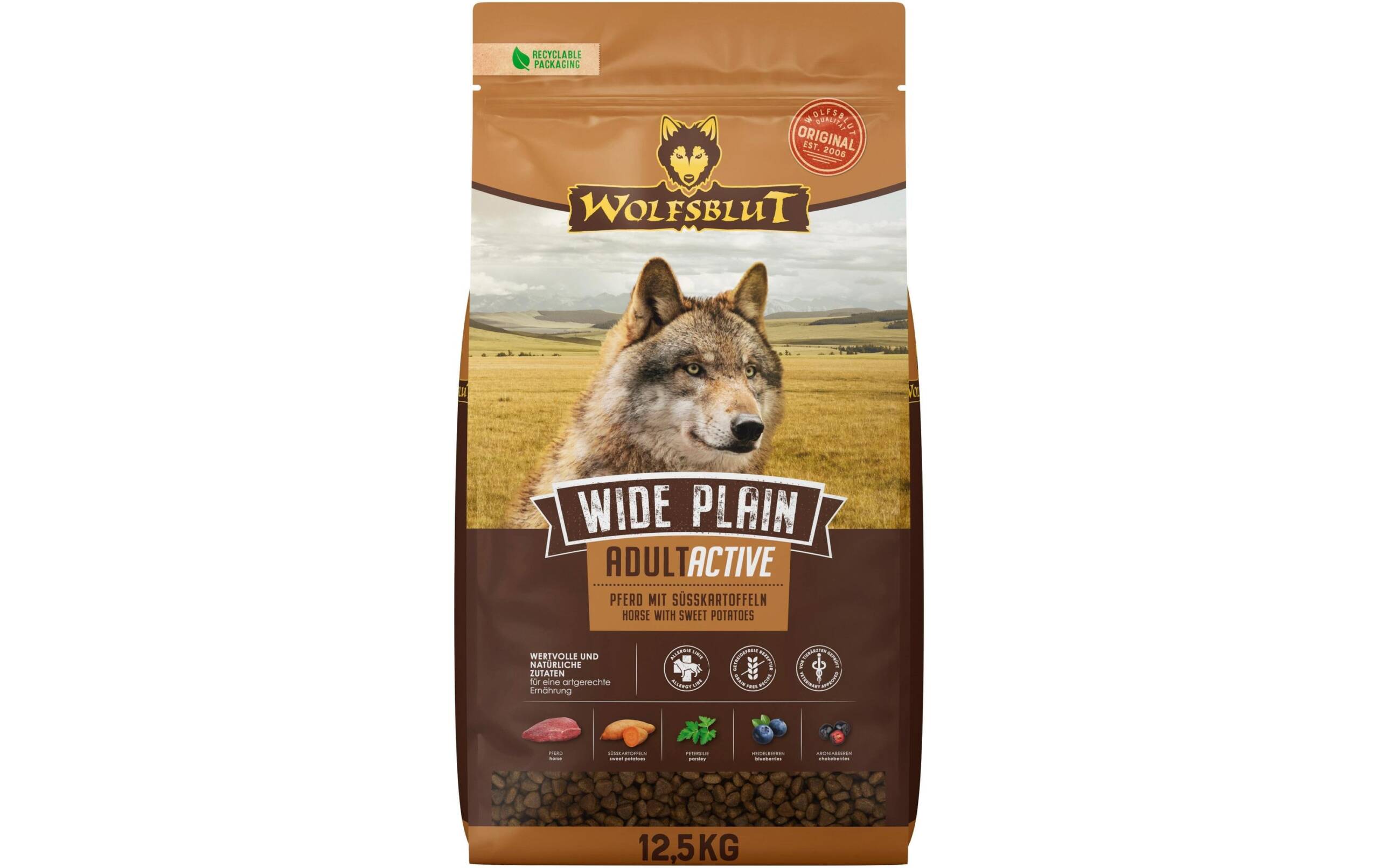 Wolfsblut Dog Wide Plain Active Adult Pferd und Süsskartoffeln 12.5kg