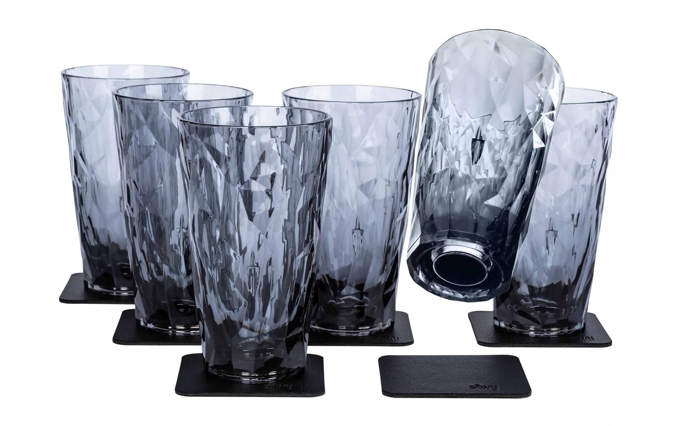 Magnet-Kunststoffgläser LONGDRINK (6er-Set) Hightech - grau