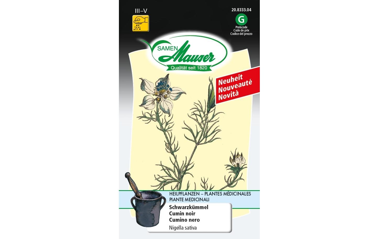 Samen Mauser Schwarzkümmel Solanum melongena