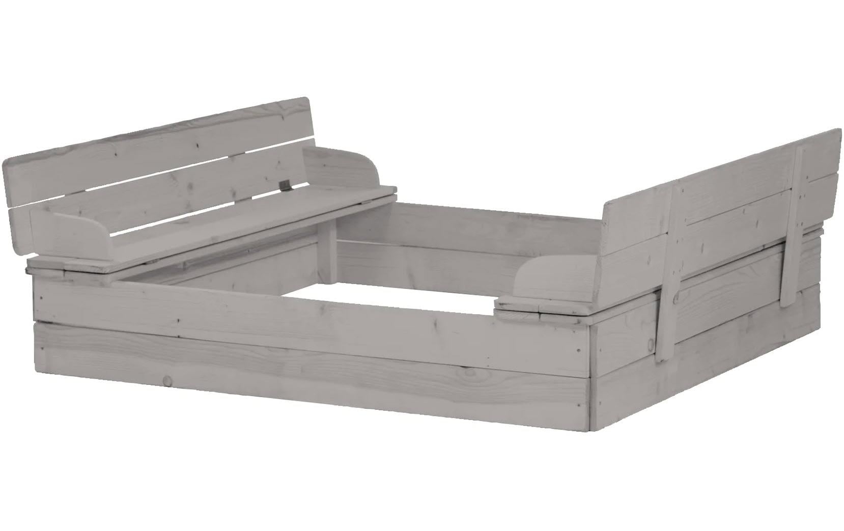 Sandkasten, aufklappbare Sitzbank Grau