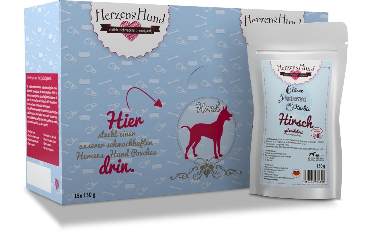 Herzenshund GF Hirsch mit Bio-Kürbis 130g – Bild 2